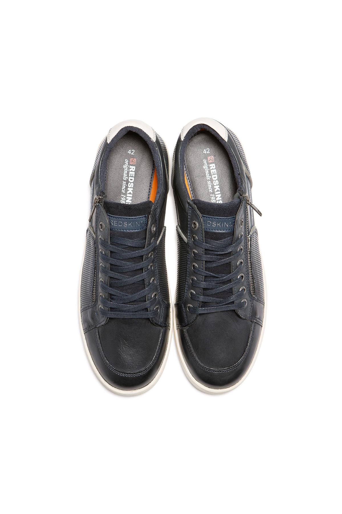 Navy and ecru leather sneakers - Image n°4