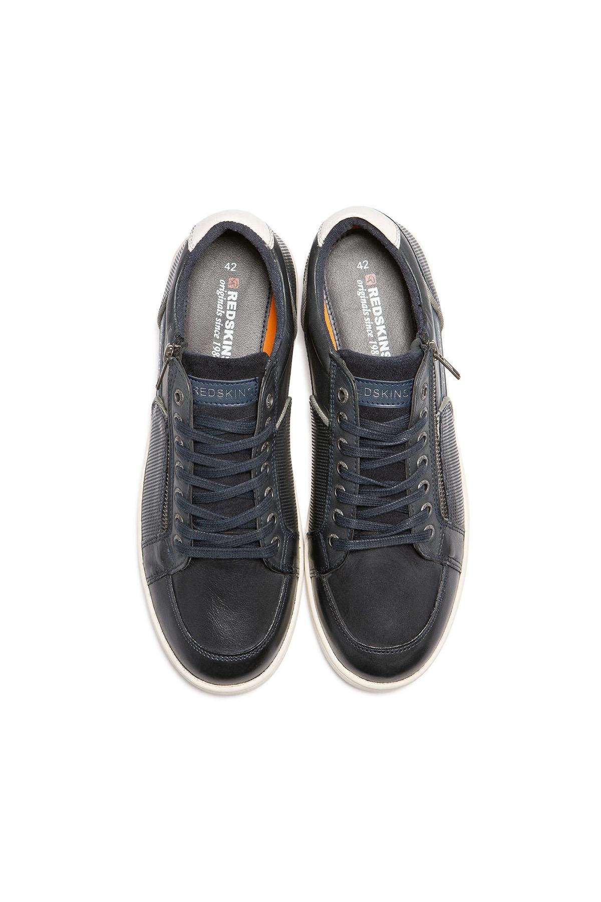 Navy and ecru leather sneakers - Image n°4