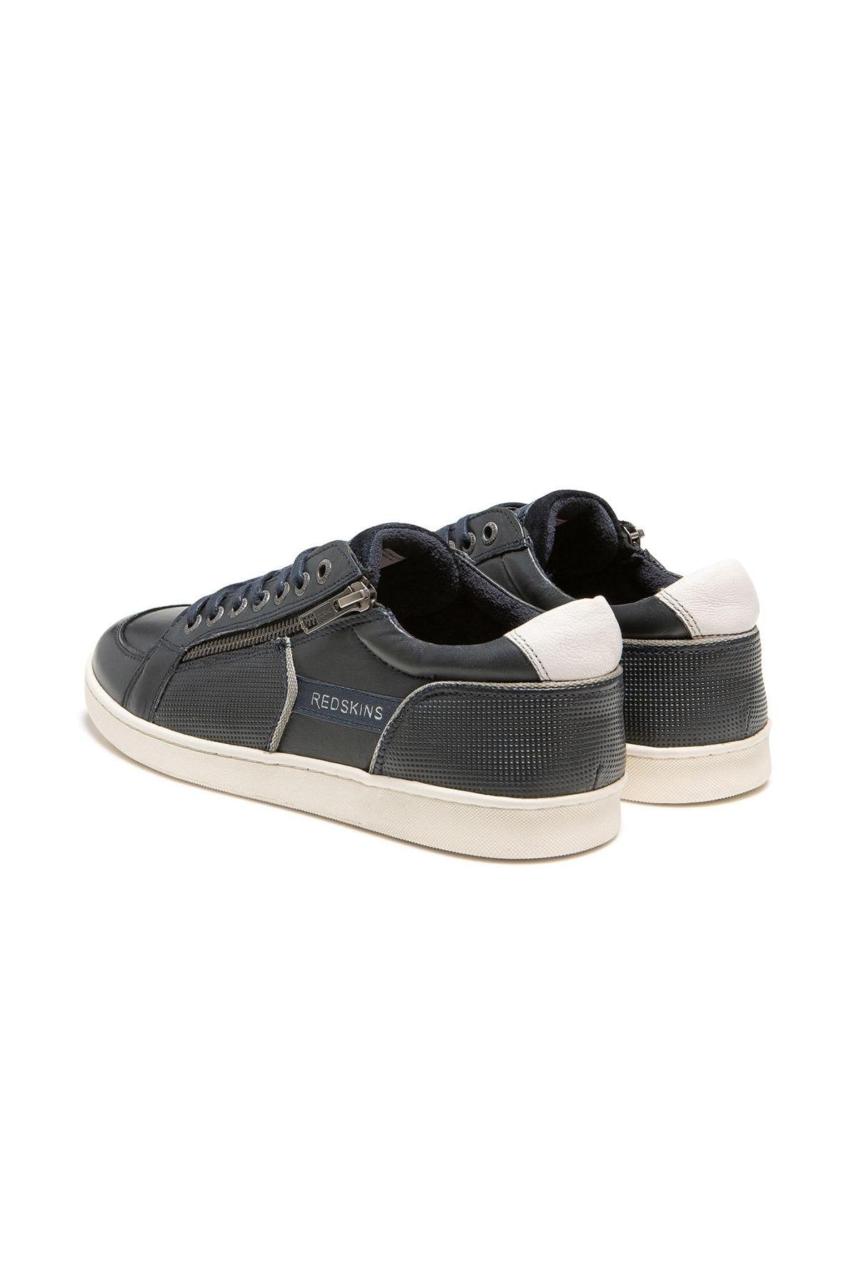 Navy and ecru leather sneakers - Image n°3