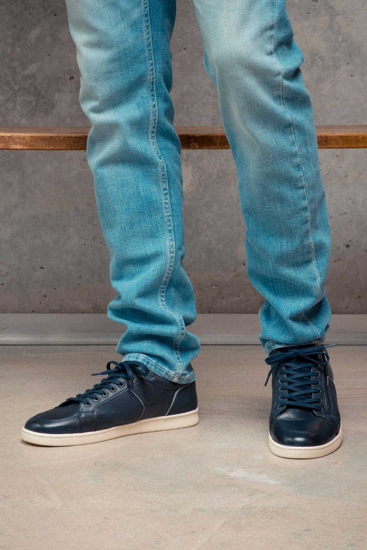 Navy and ecru leather sneakers - Image n°2