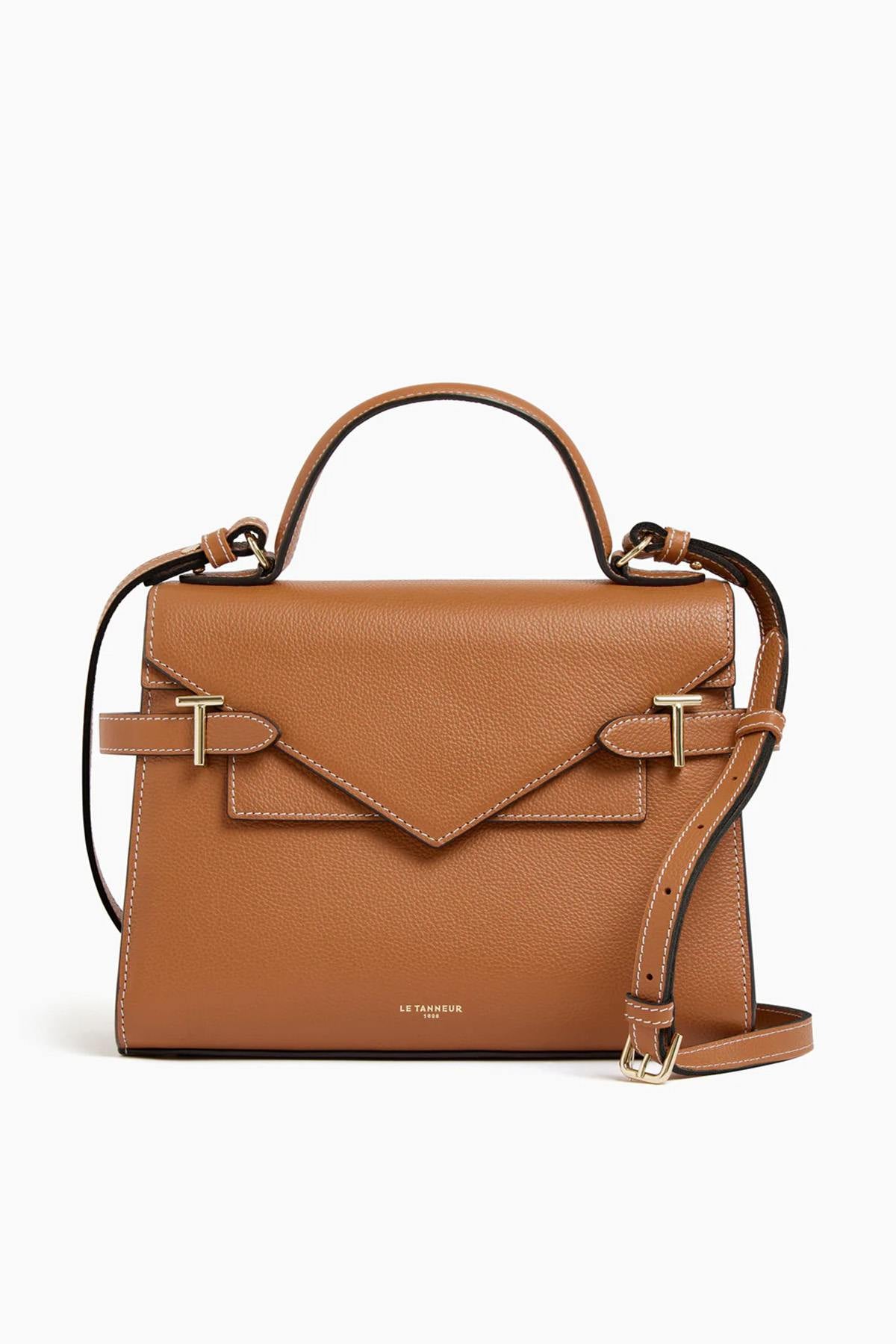 Elegant tan leather handbag for women - Image n°1