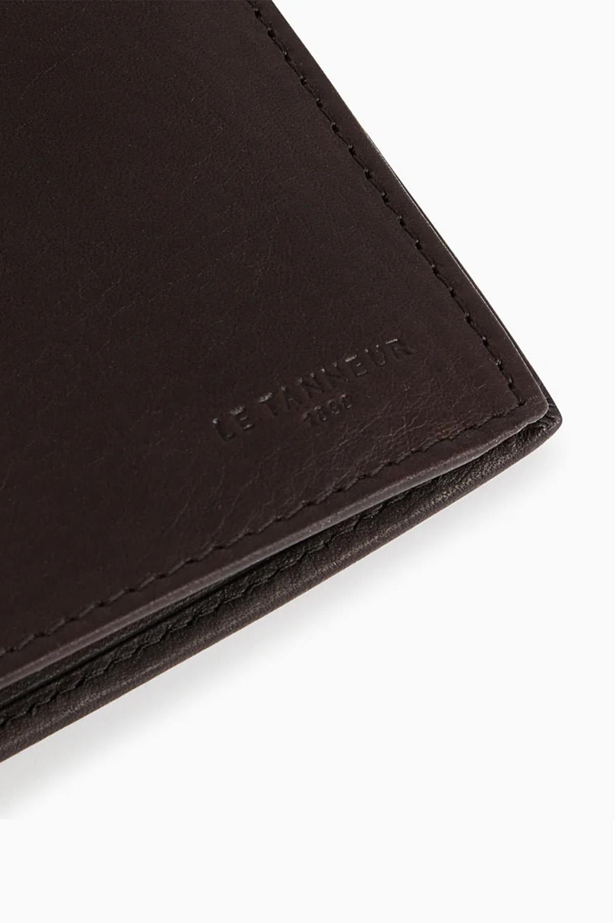 Brown 2-fold vertical leather wallet - Image n°5