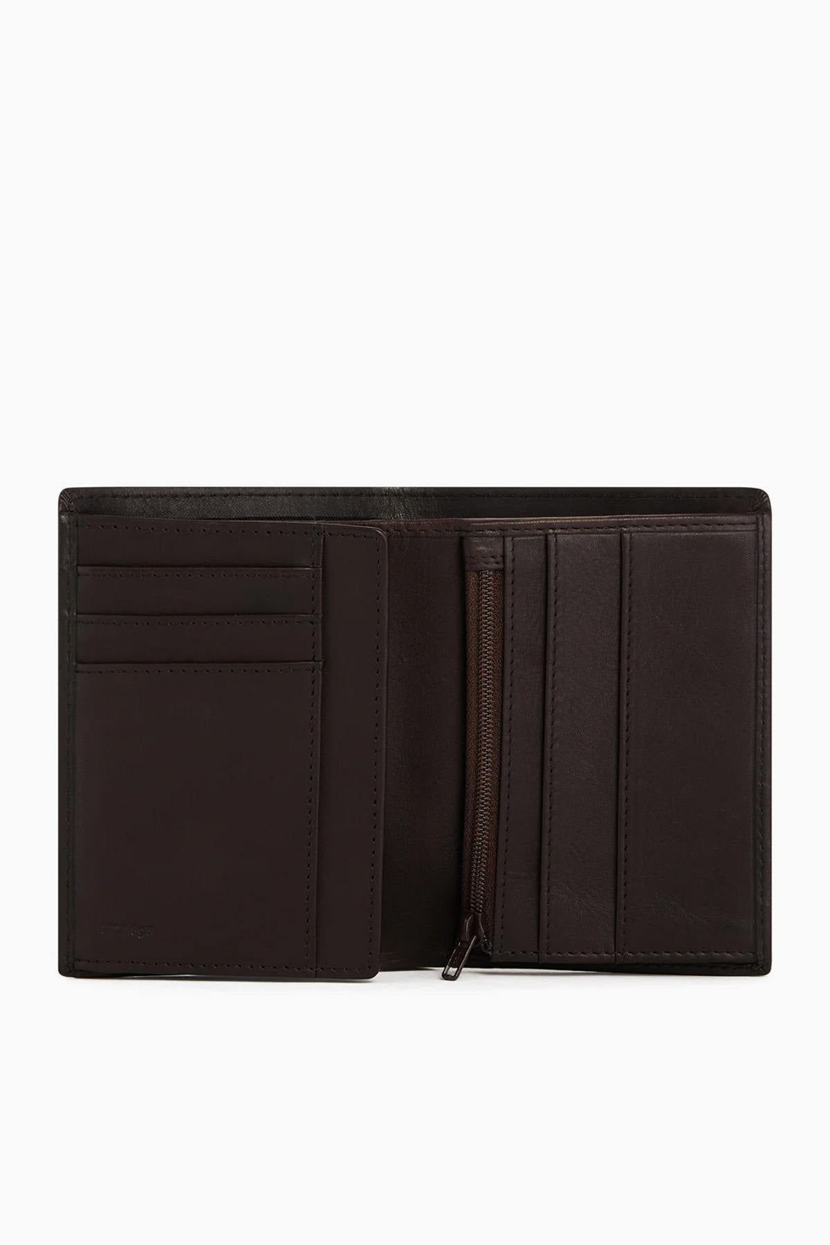 Brown 2-fold vertical leather wallet - Image n°2