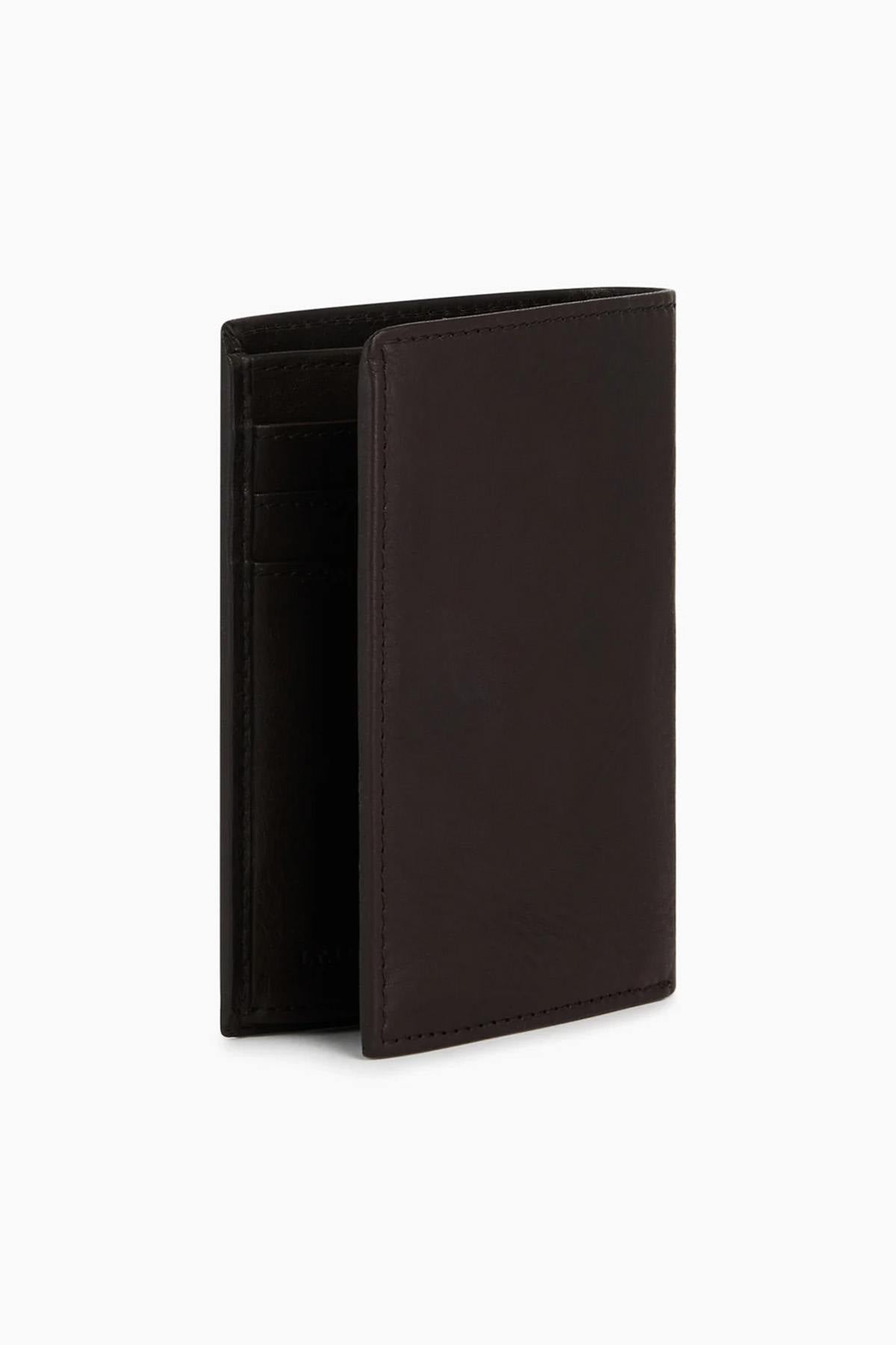 Brown 2-fold vertical leather wallet - Image n°4