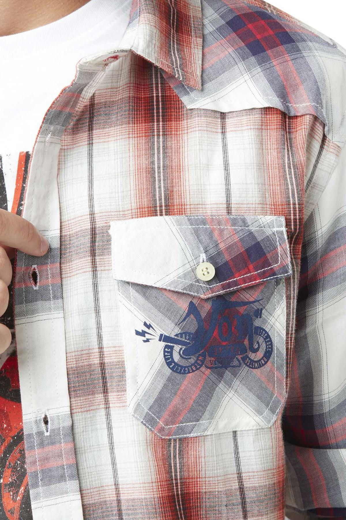 Checked cotton shirt with pockets - Image n°3