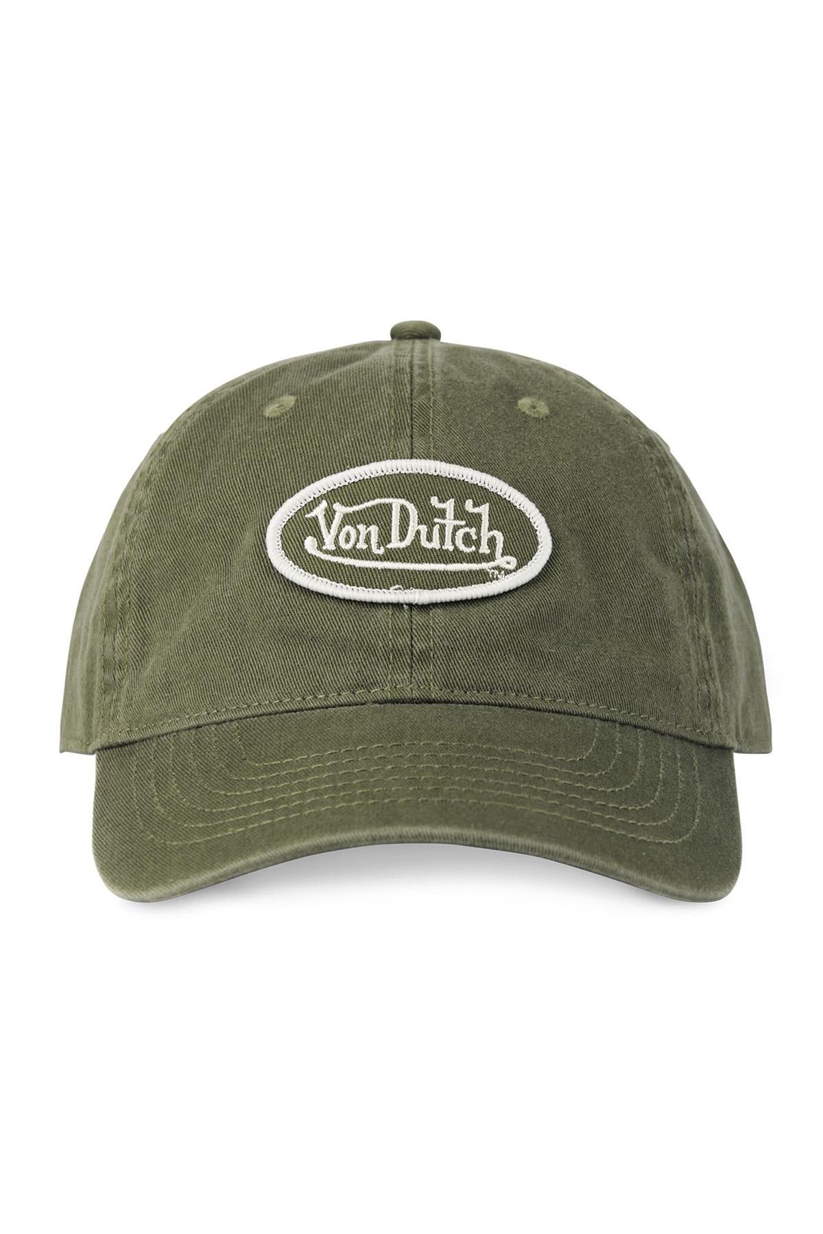 Khaki cotton cap with white logo - Image n°5