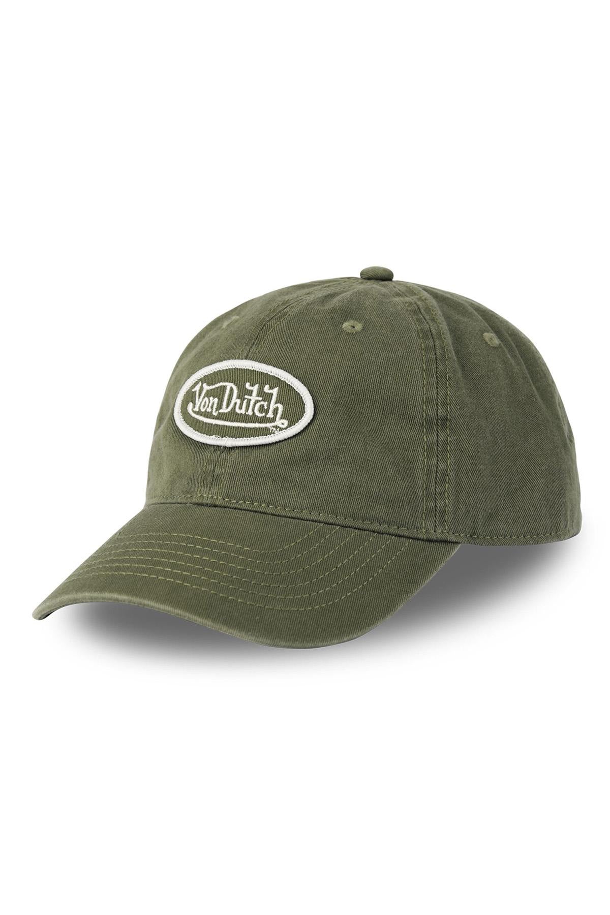 Khaki cotton cap with white logo - Image n°1