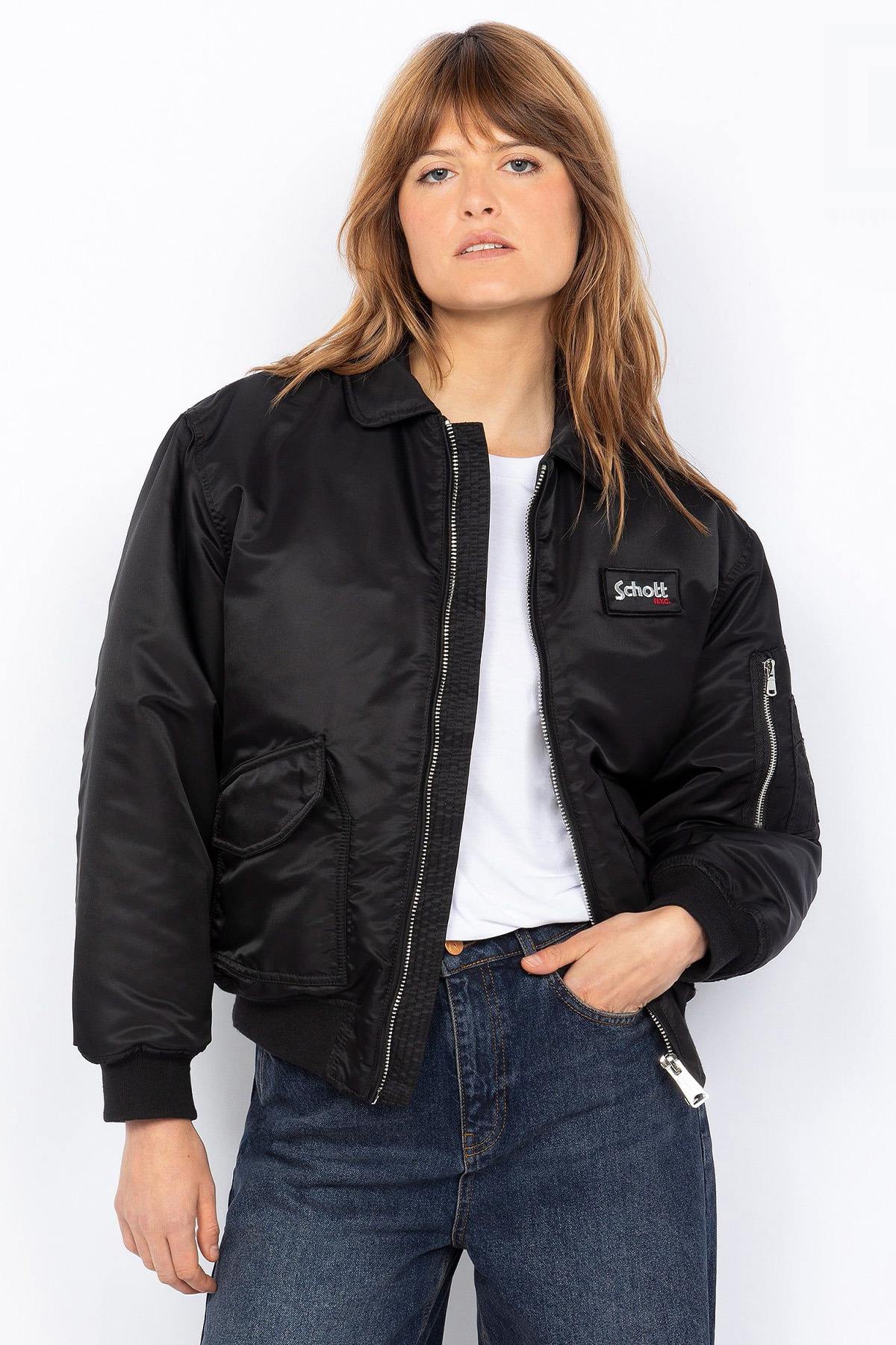 Black recycled nylon pilot jacket - Image n°1