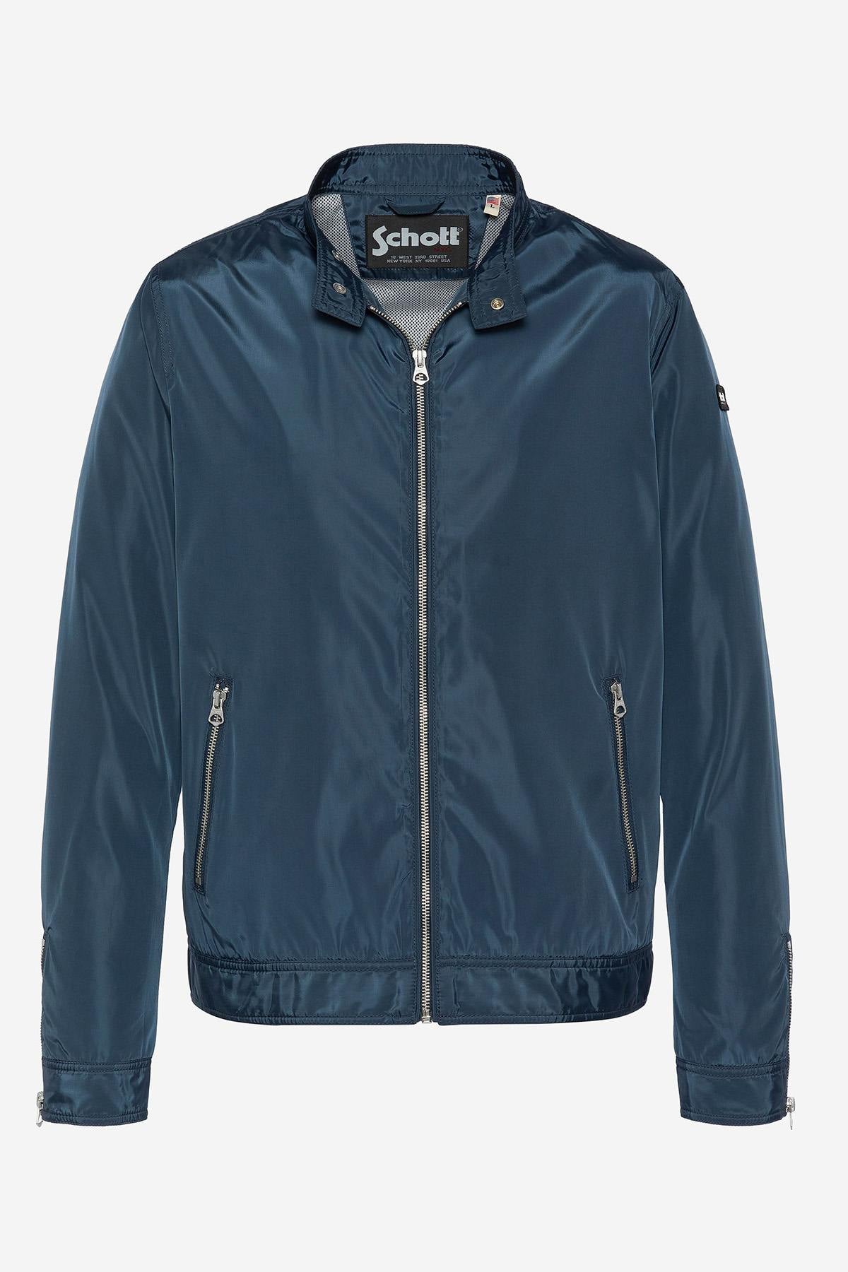 Ocean blue textile biker jacket - Image n°1