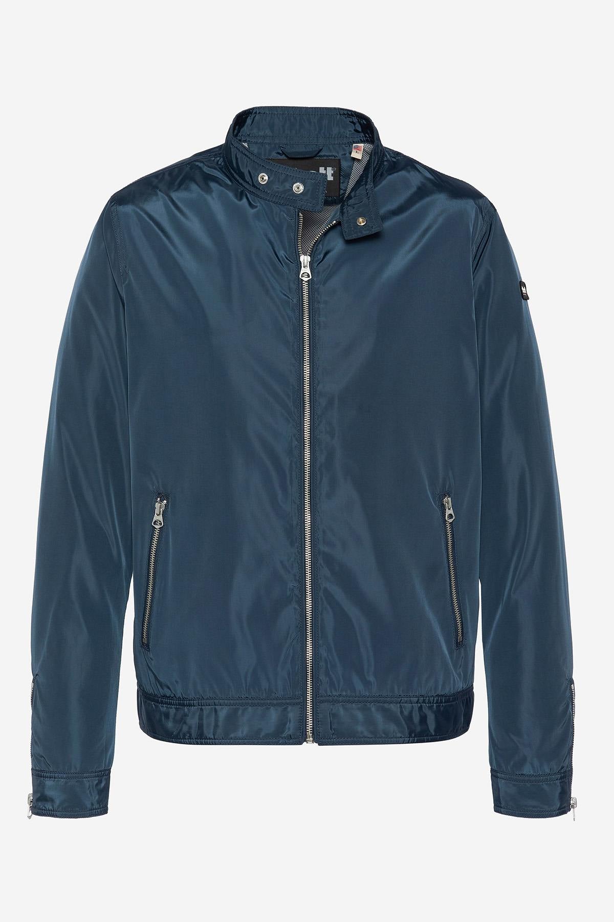 Ocean blue textile biker jacket - Image n°4