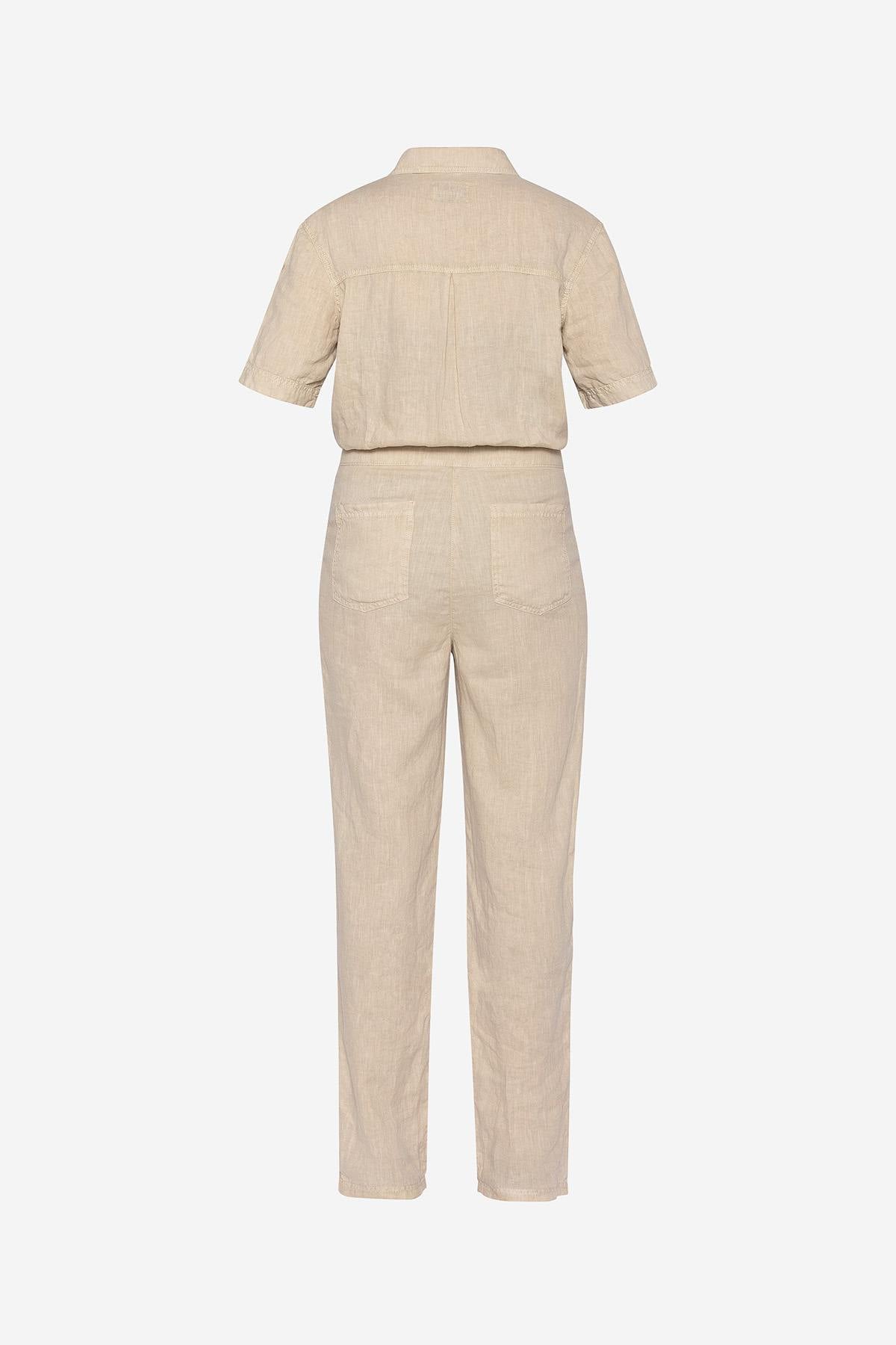 Short-sleeved linen jumpsuit - Image n°7