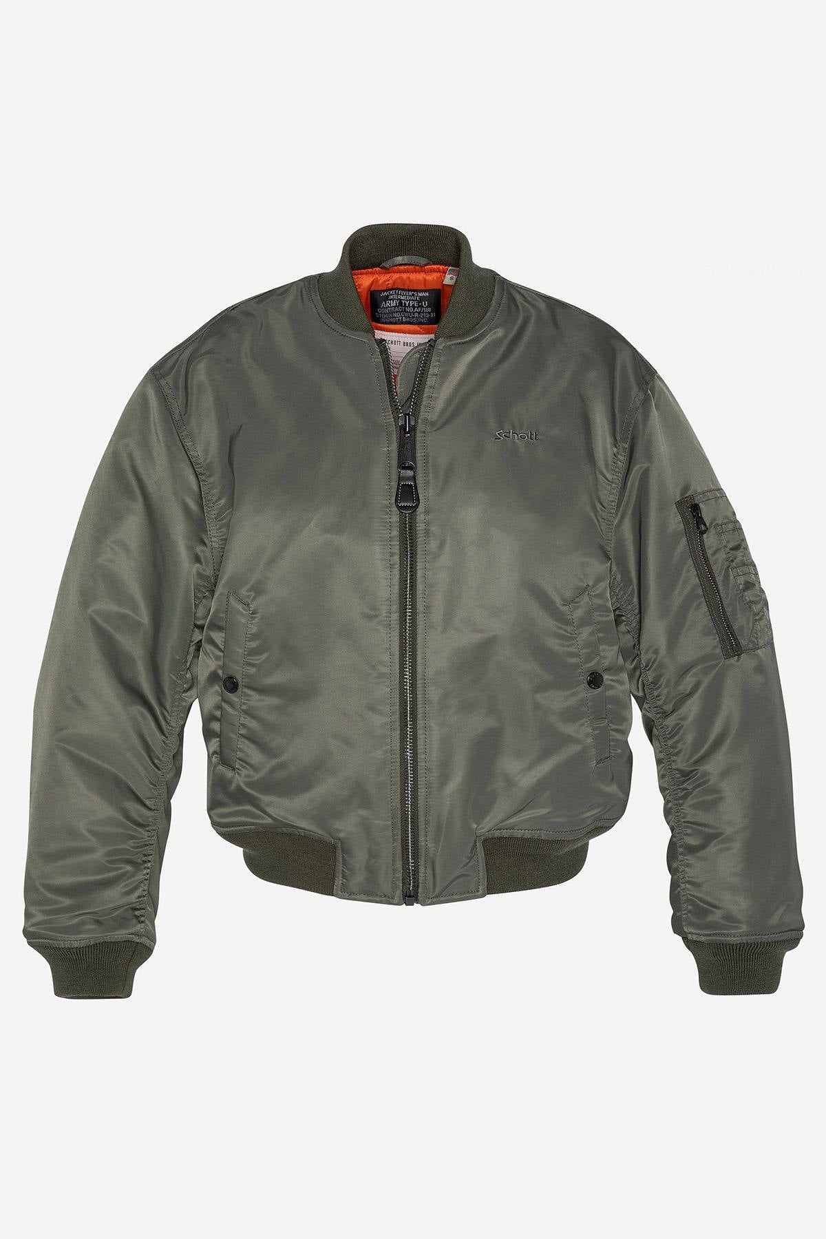 Sage khaki recycled nylon bomber jacket - Image n°4