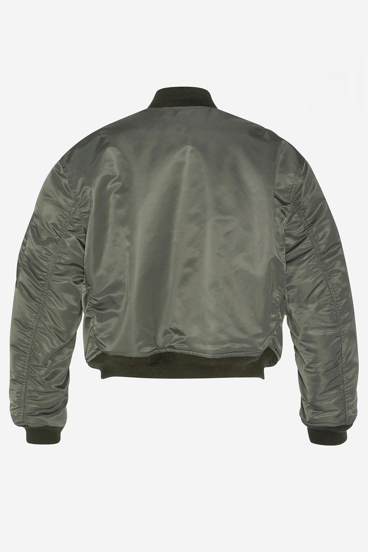 Sage khaki recycled nylon bomber jacket - Image n°6