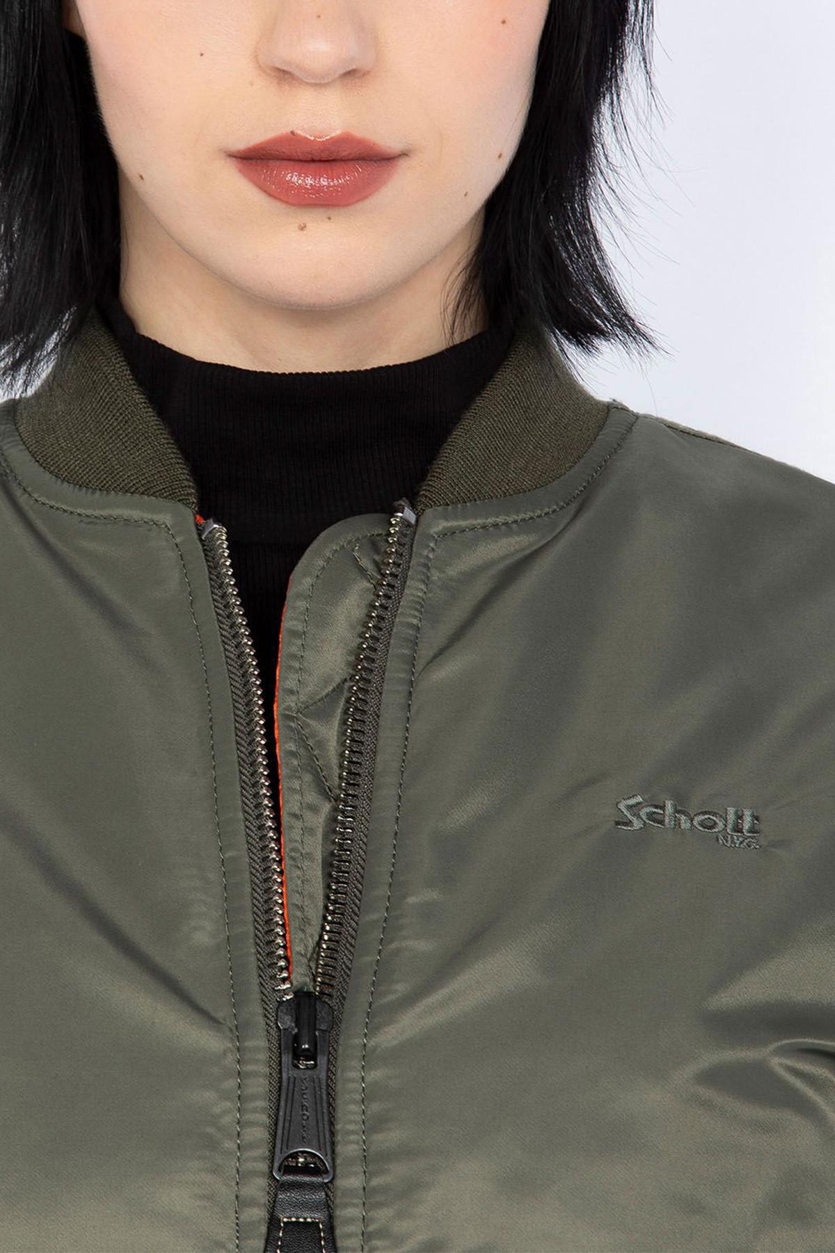 Sage khaki recycled nylon bomber jacket - Image n°7