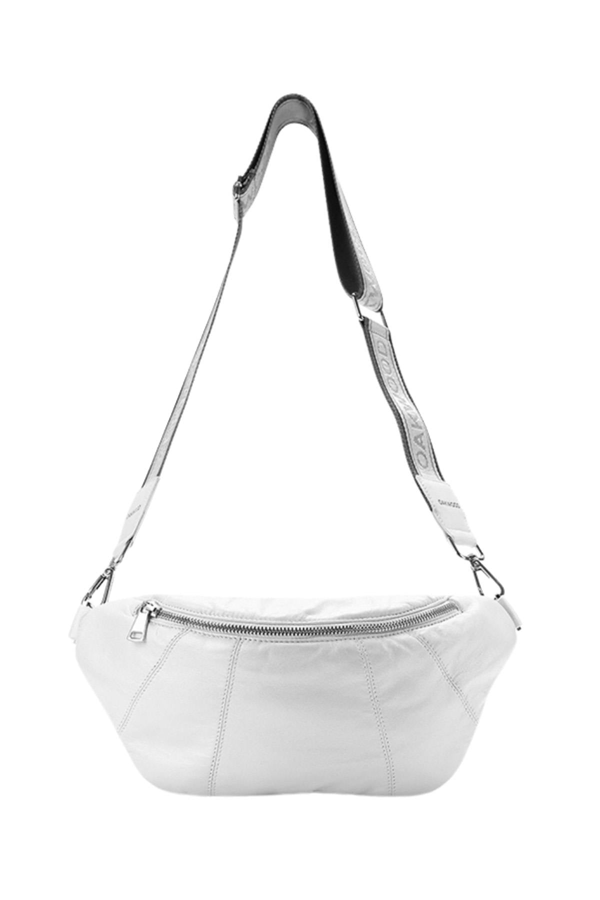 White metallic-effect leather shoulder bag - Image n°2