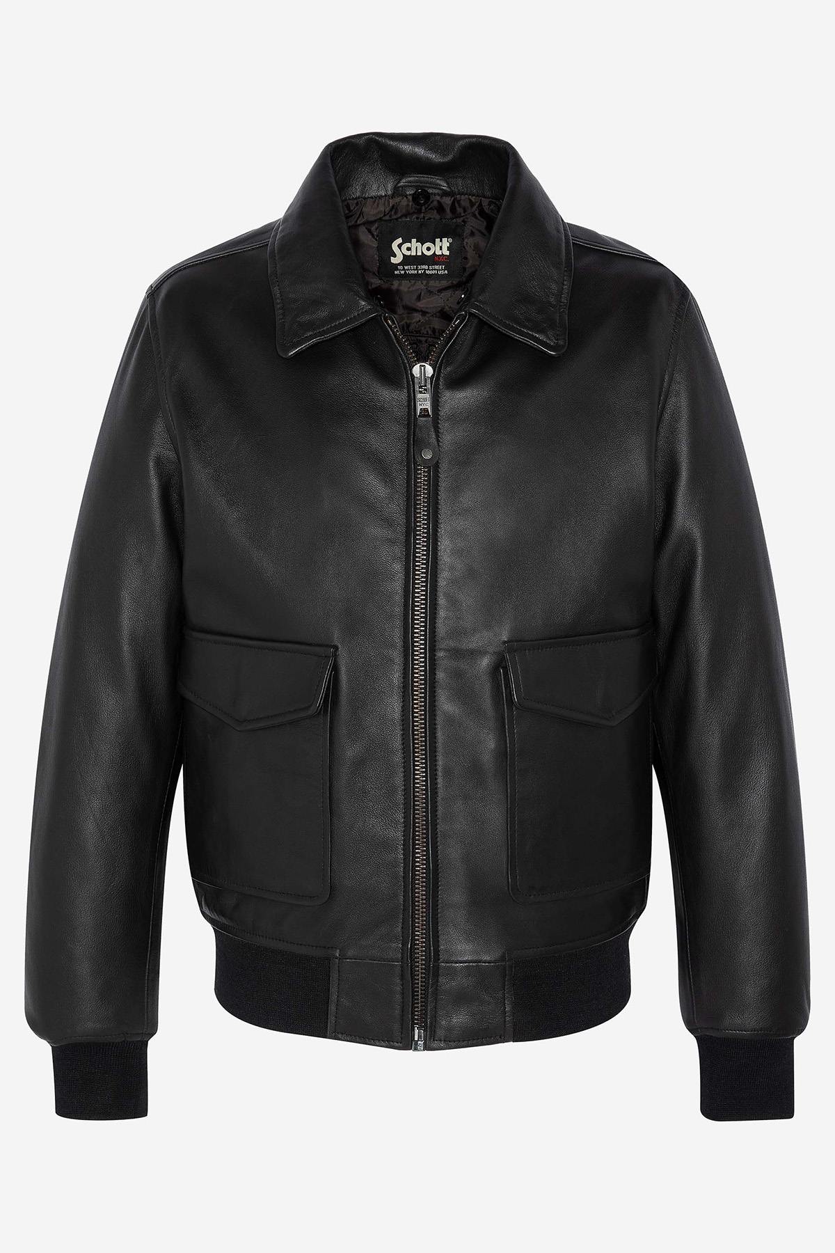 Men's black leather bomber jacket - Image n°8