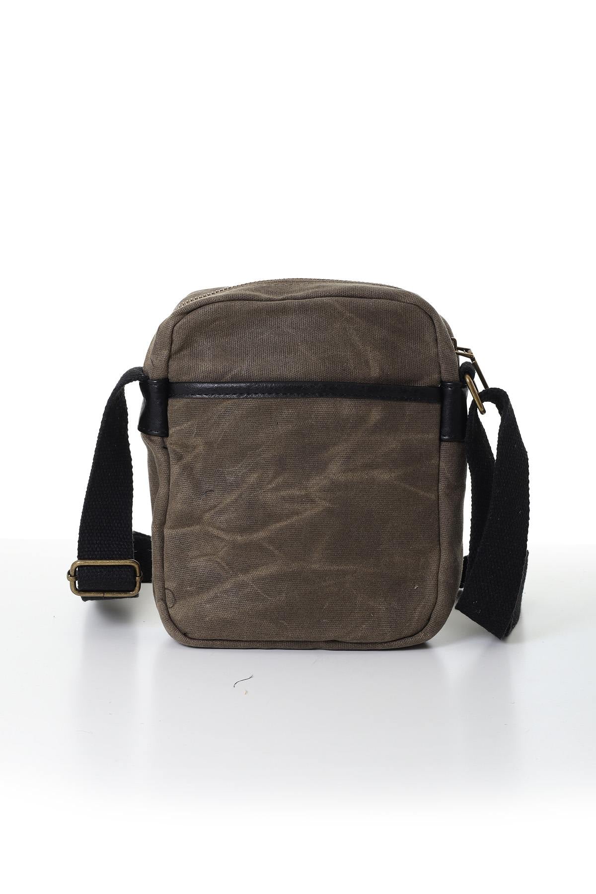 Khaki and black textile bag - Image n°2