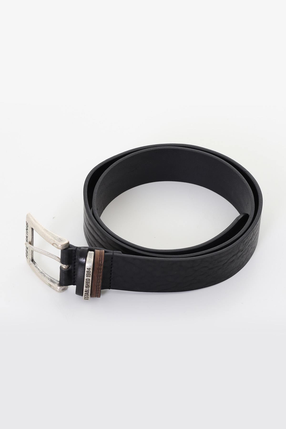 Black cowhide leather belt - Image n°1