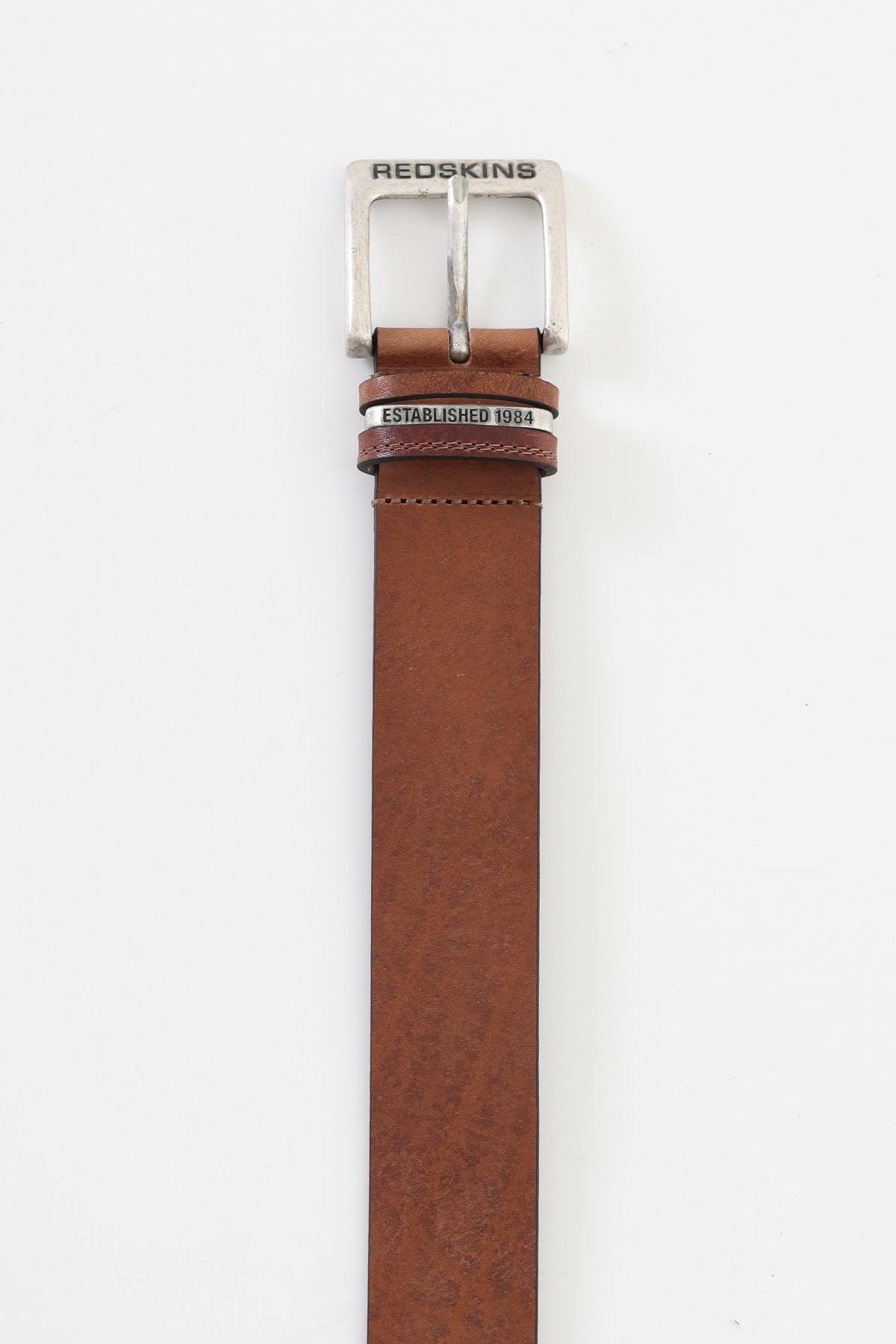 Tobacco-colored cowhide leather belt - Image n°2