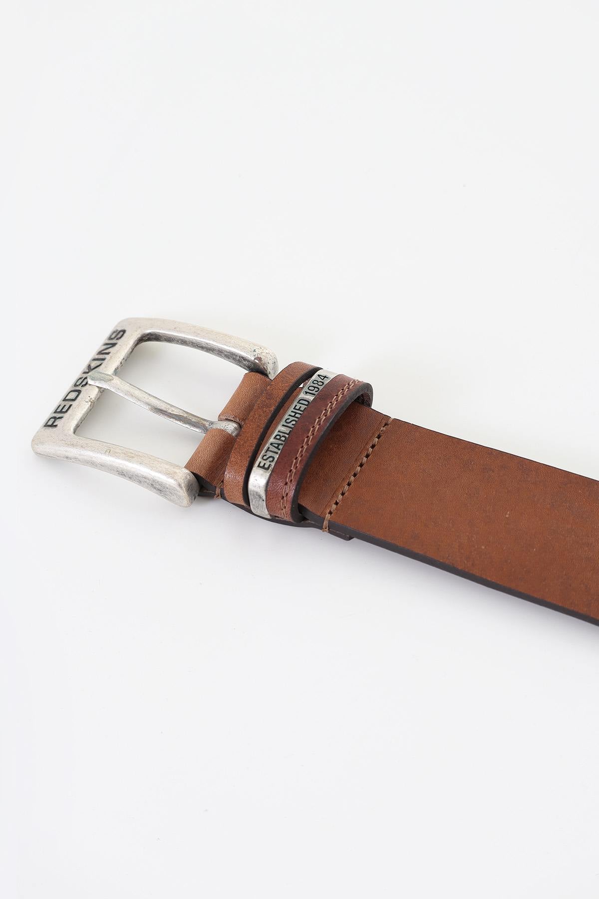 Tobacco-colored cowhide leather belt - Image n°3