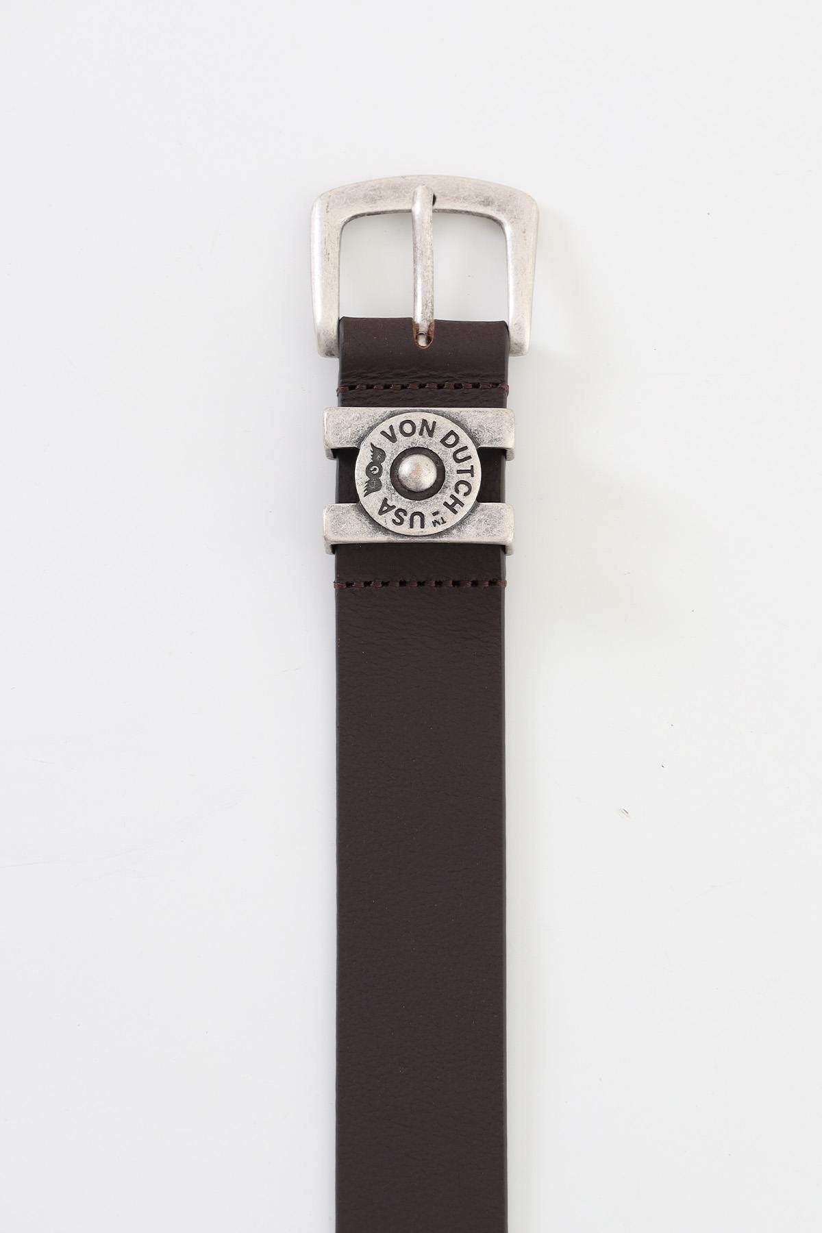 Brown buffalo leather belt - Image n°2