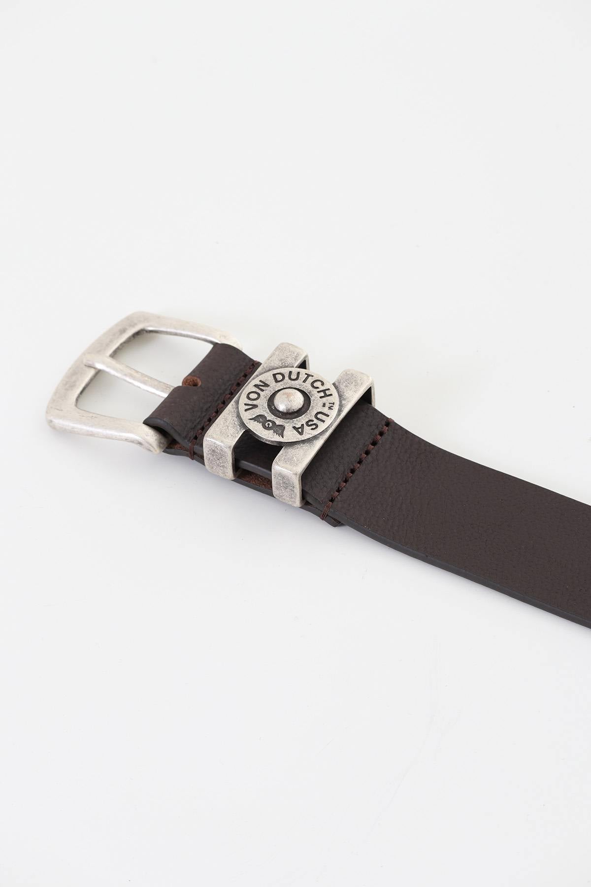 Brown buffalo leather belt - Image n°3