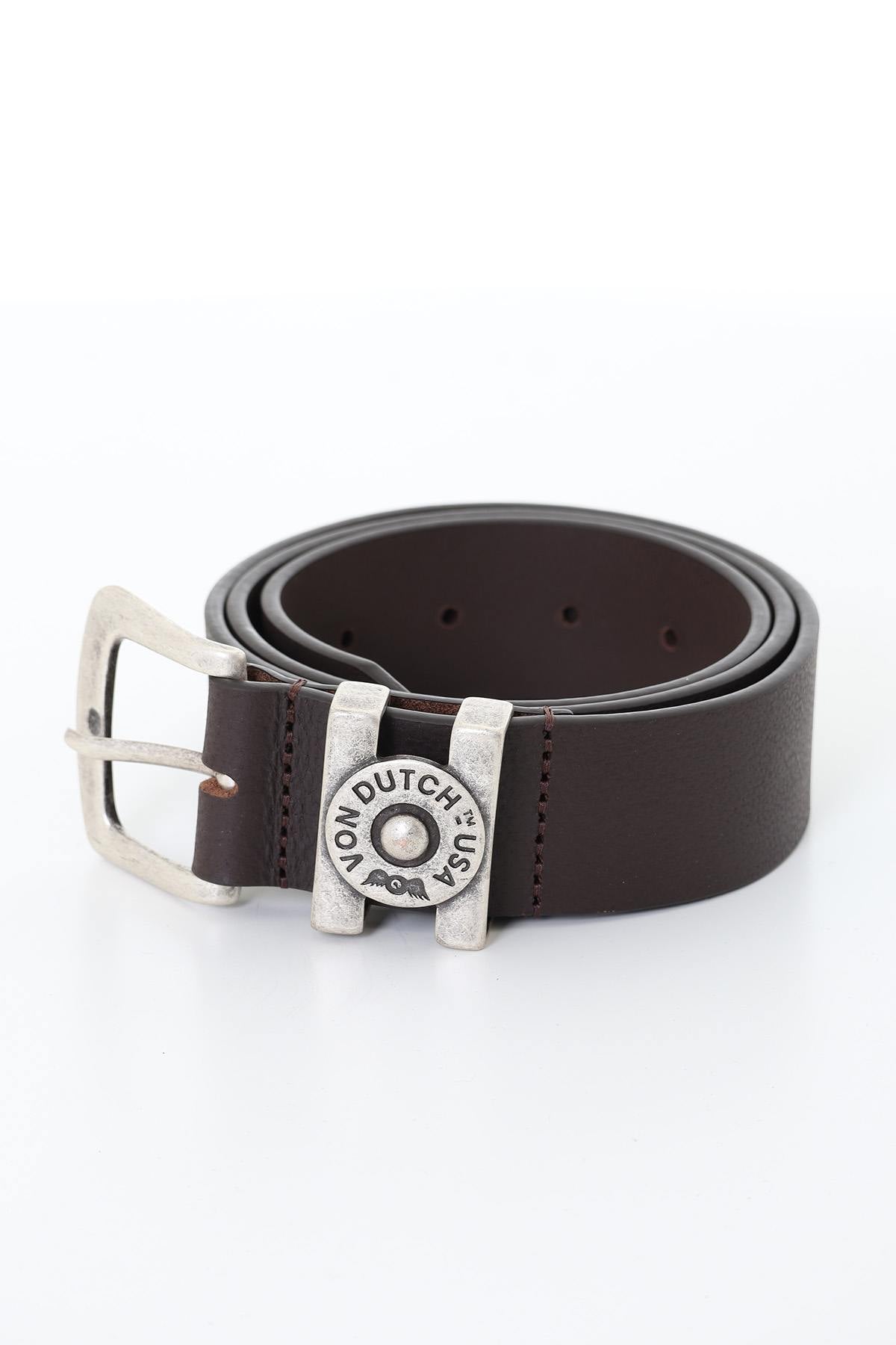 Brown buffalo leather belt - Image n°1