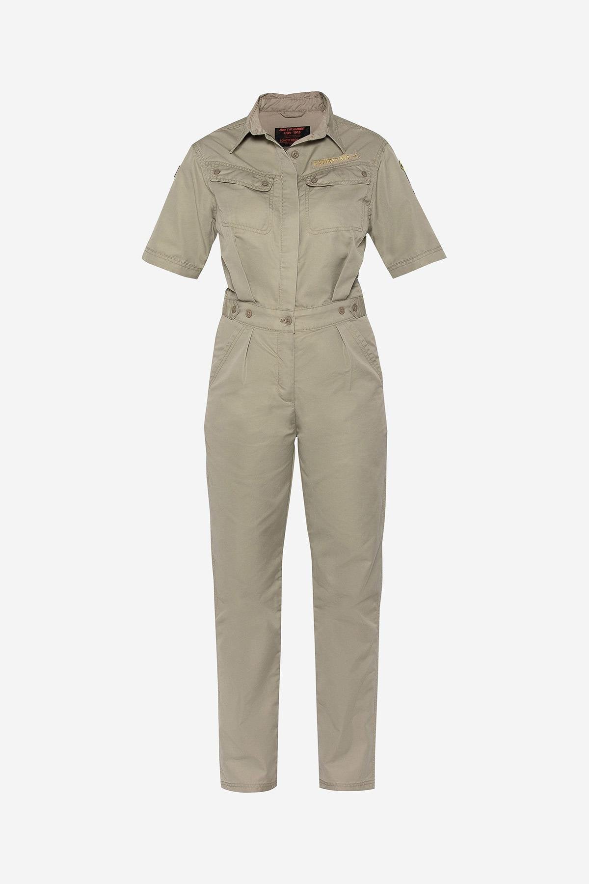 Army jumpsuit in sage khaki color - Image n°5