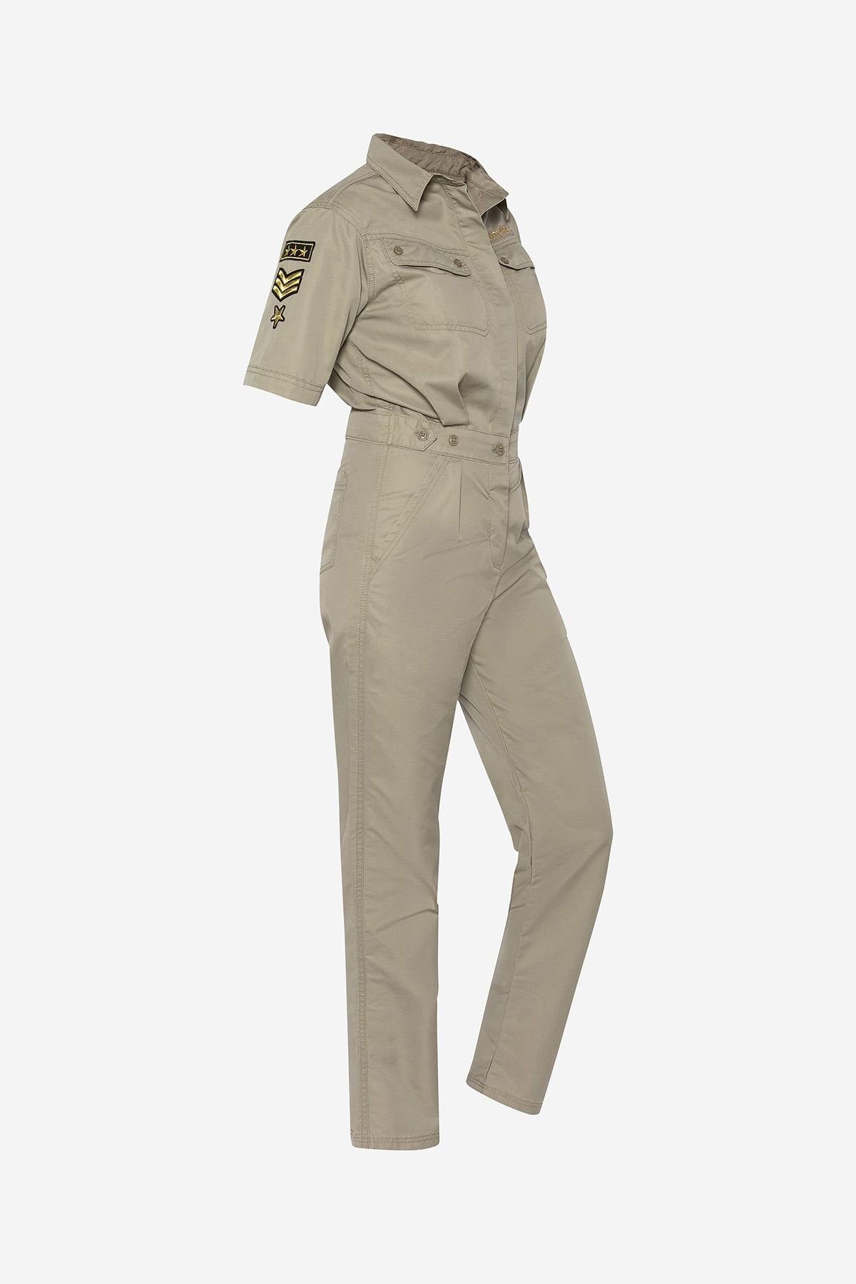 Army jumpsuit in sage khaki color - Image n°6