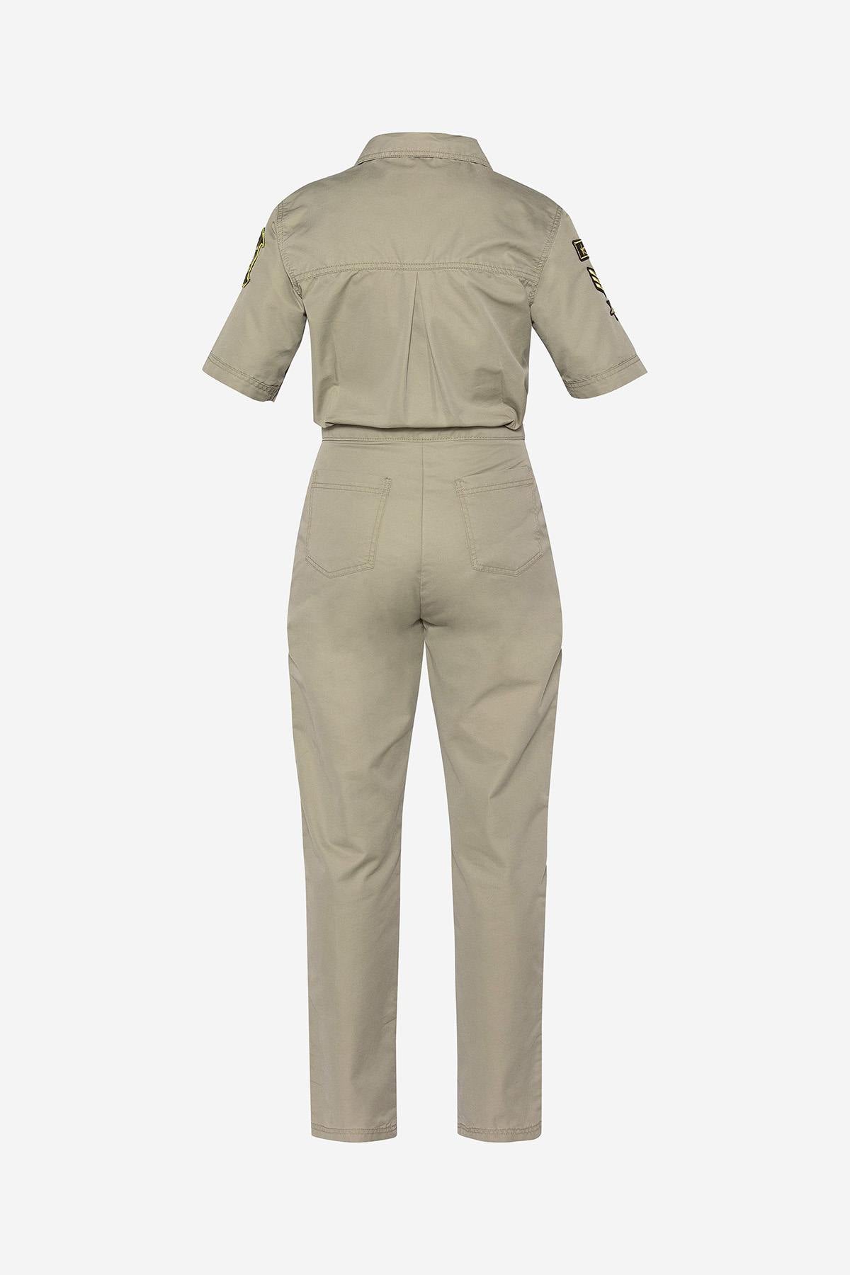 Army jumpsuit in sage khaki color - Image n°8