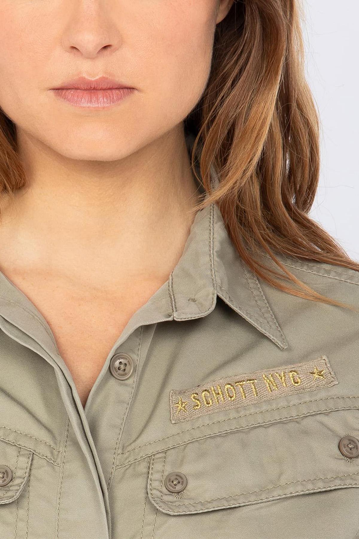 Army jumpsuit in sage khaki color - Image n°4