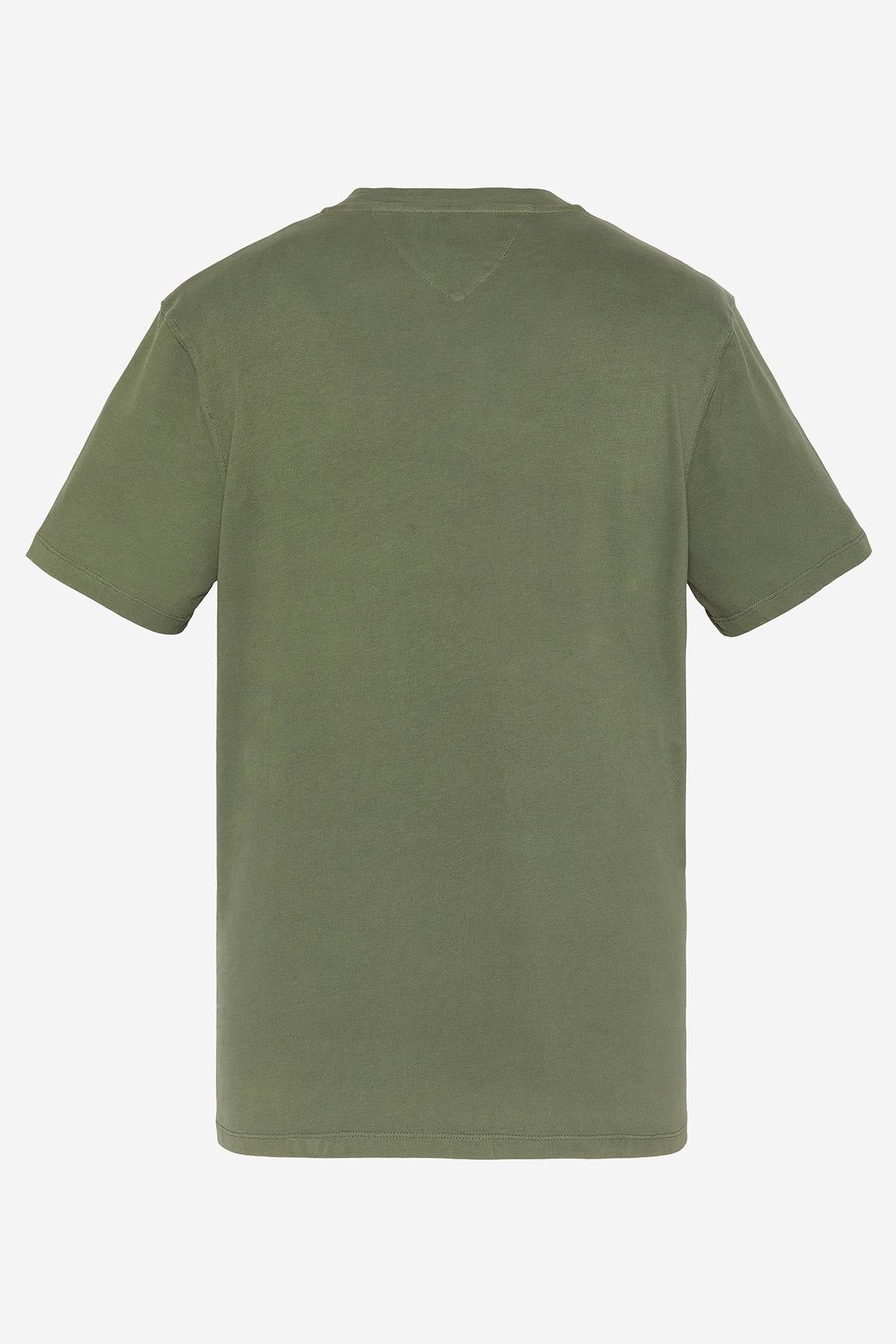 Khaki organic cotton T-shirt with military print - Image n°4