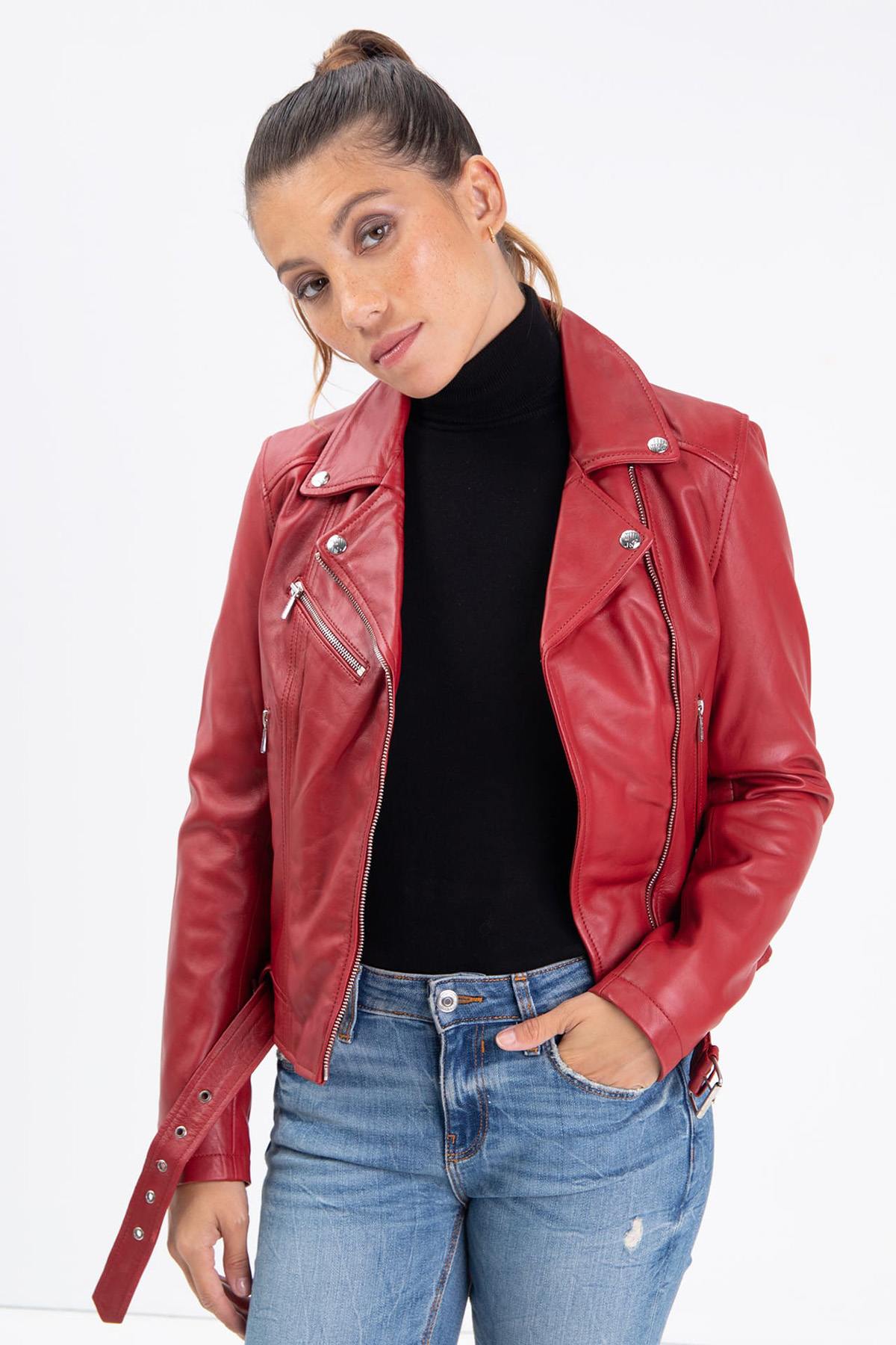 Red lambskin perfecto - Image n°11