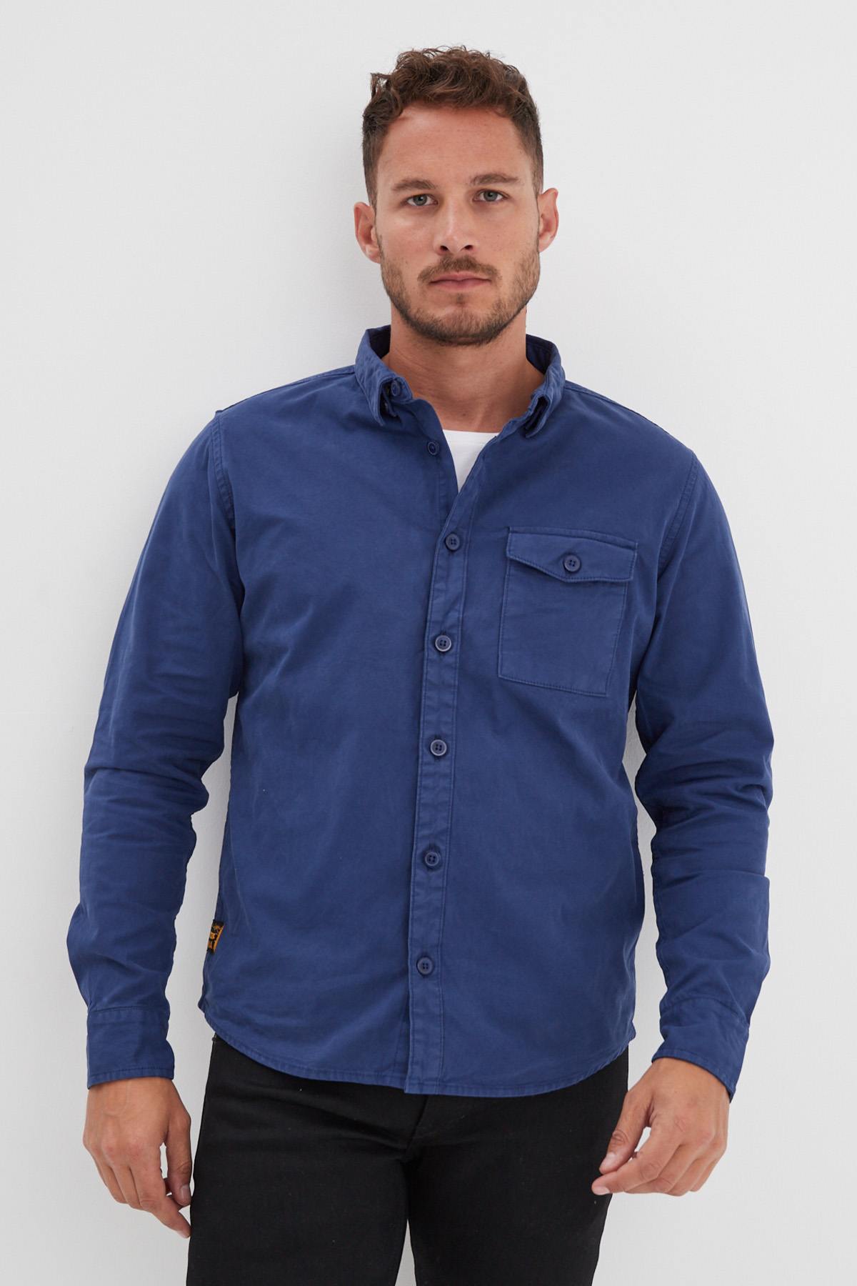 Chinese blue cotton overshirt - Image n°6