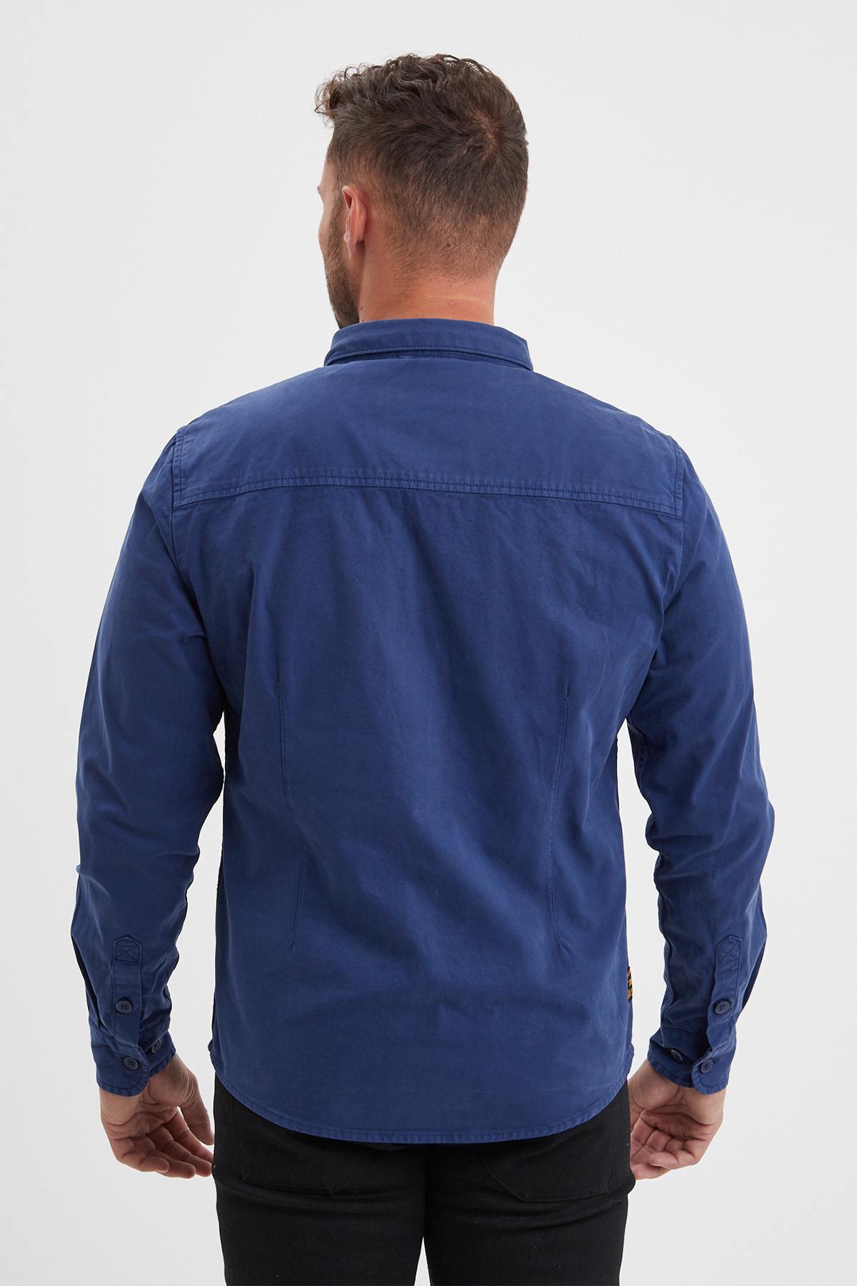 Chinese blue cotton overshirt - Image n°3