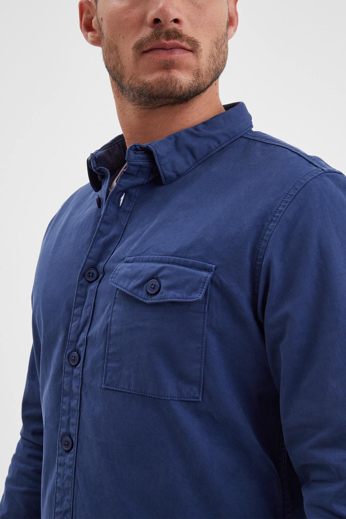 Chinese blue cotton overshirt - Image n°4