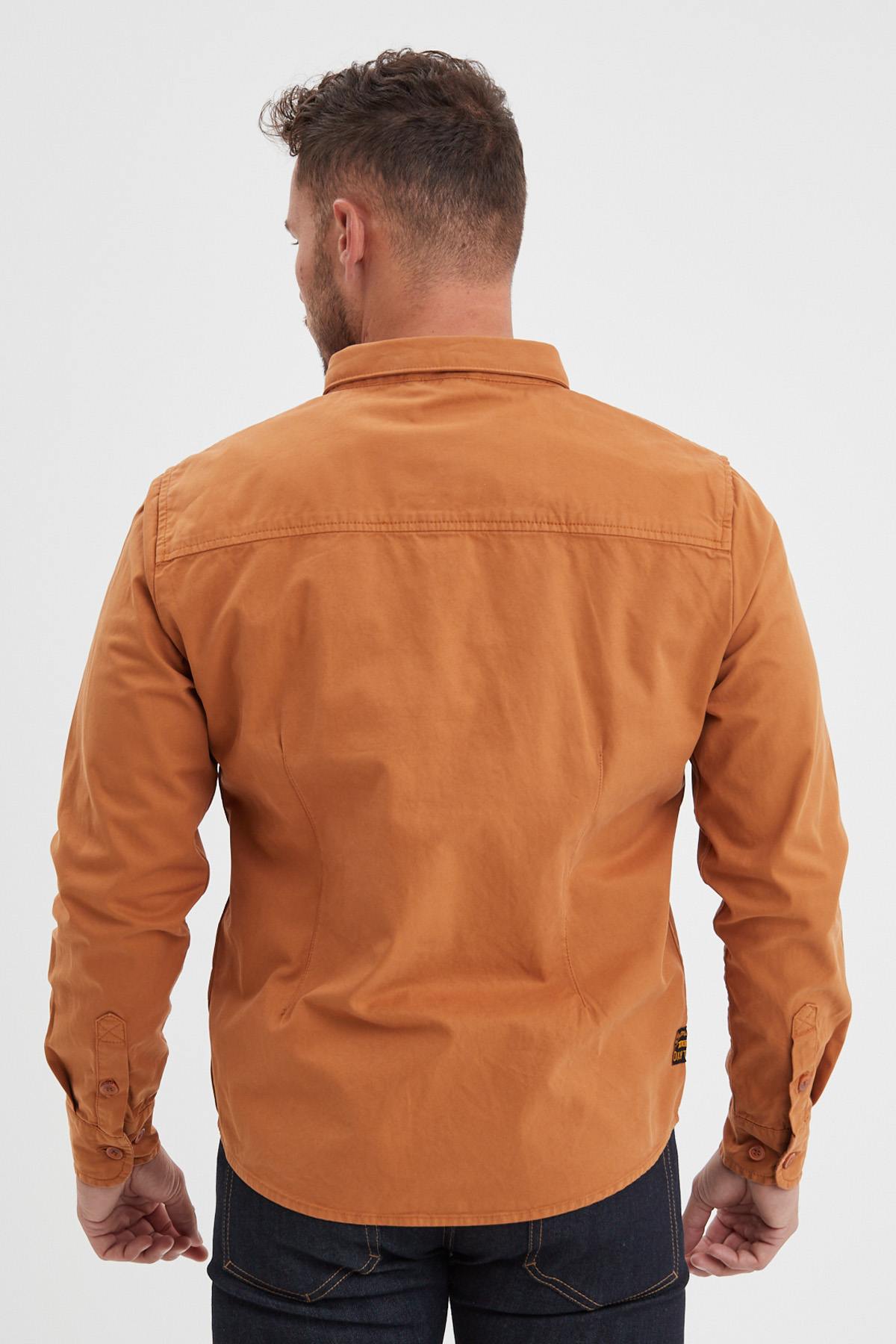 Cognac-colored cotton overshirt - Image n°2