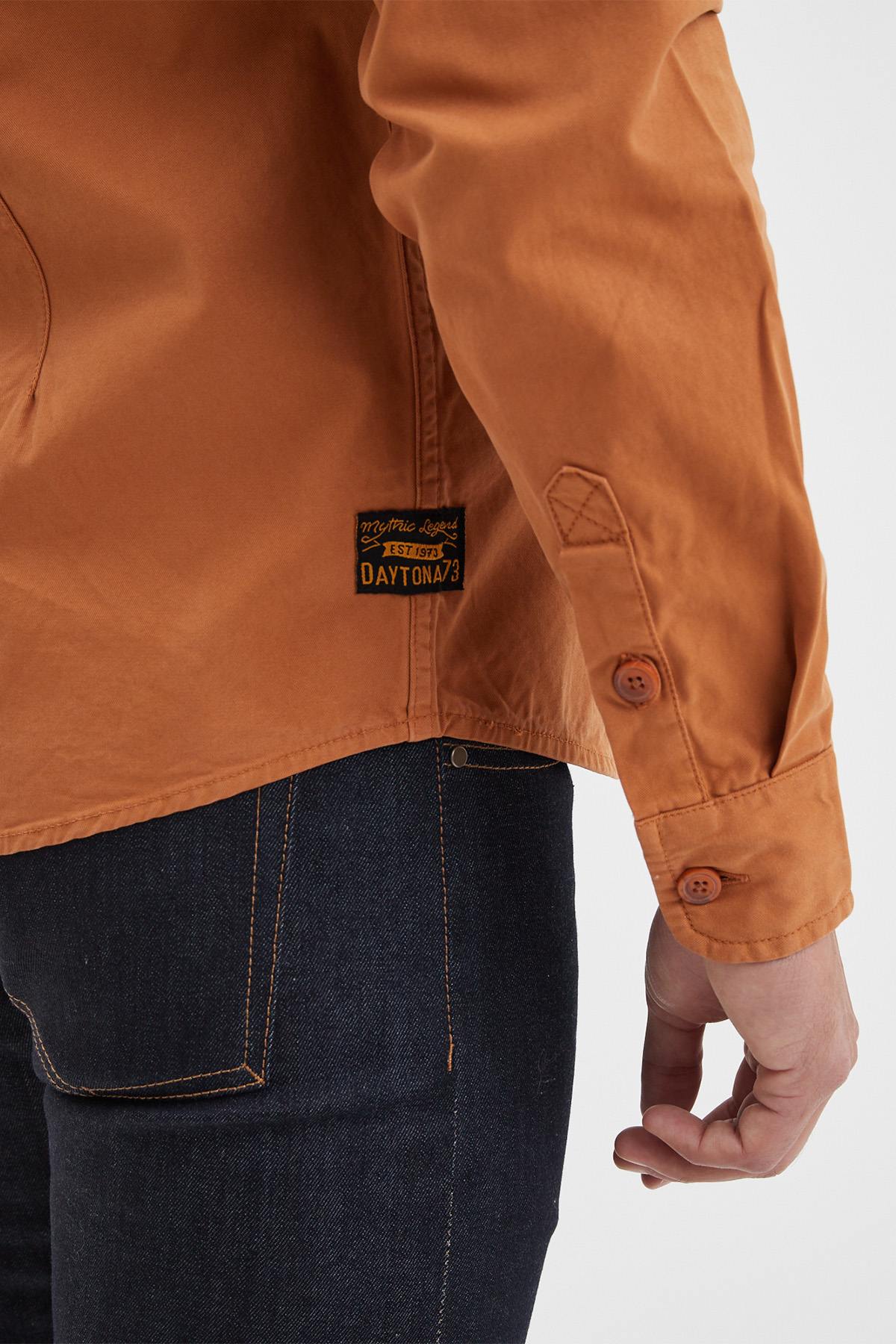 Cognac-colored cotton overshirt - Image n°5