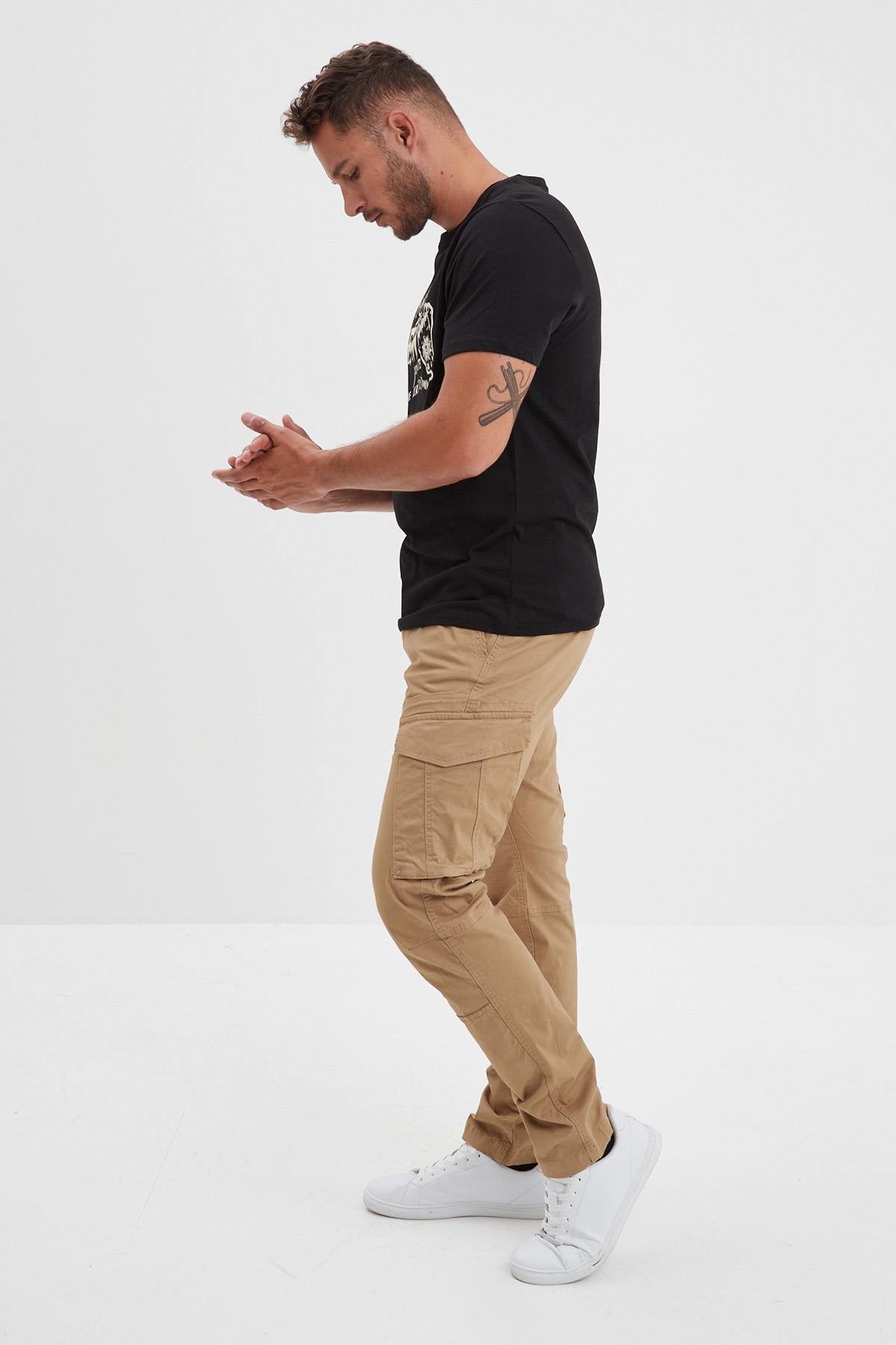 Beige cotton cargo pants - Image n°3