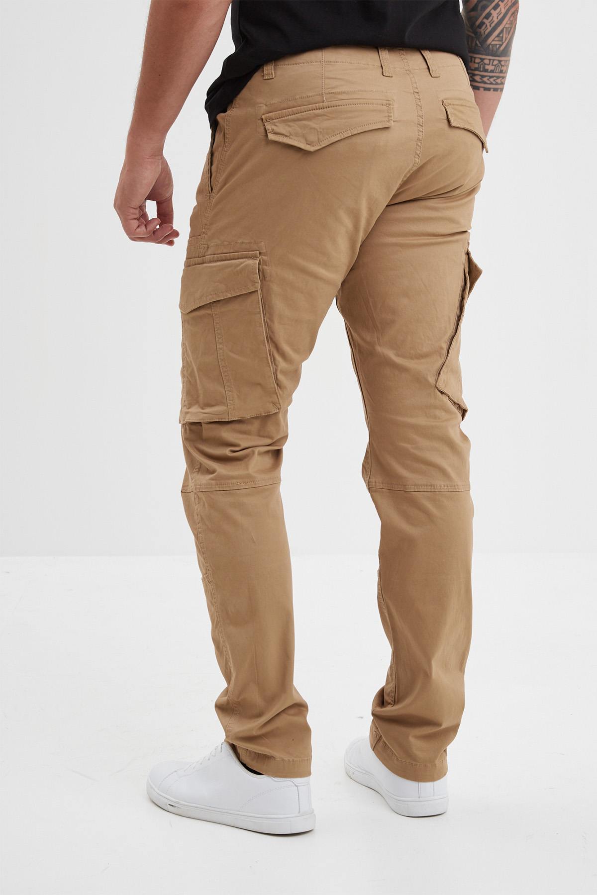 Beige cotton cargo pants - Image n°4