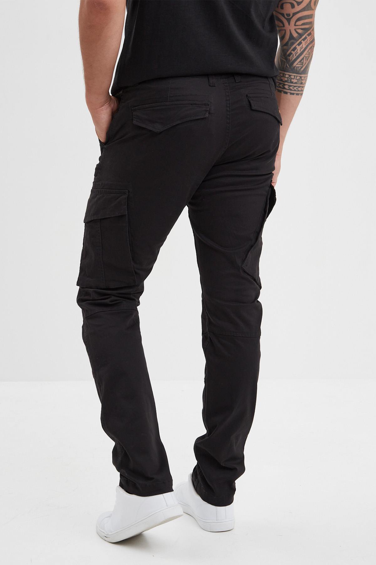 Black cotton cargo pants - Image n°2