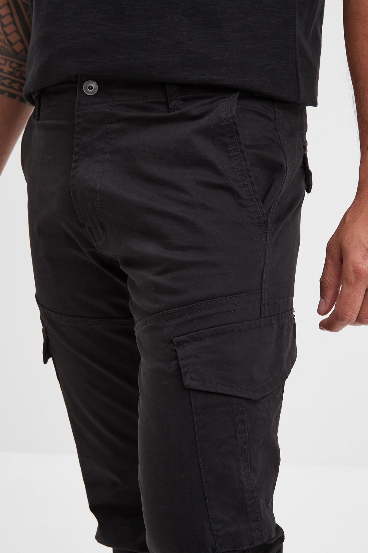 Black cotton cargo pants - Image n°5