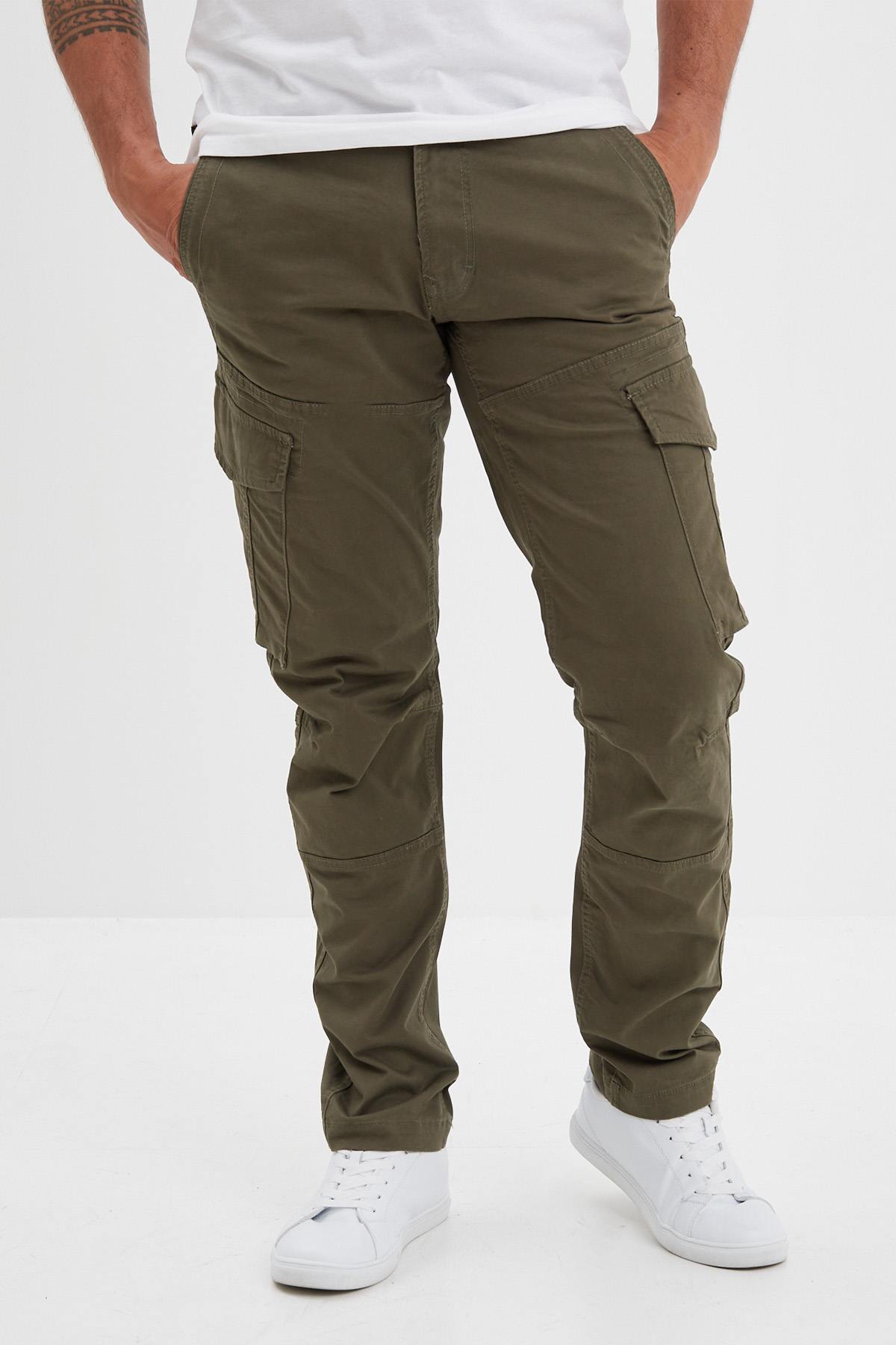 Khaki cotton cargo pants - Image n°1