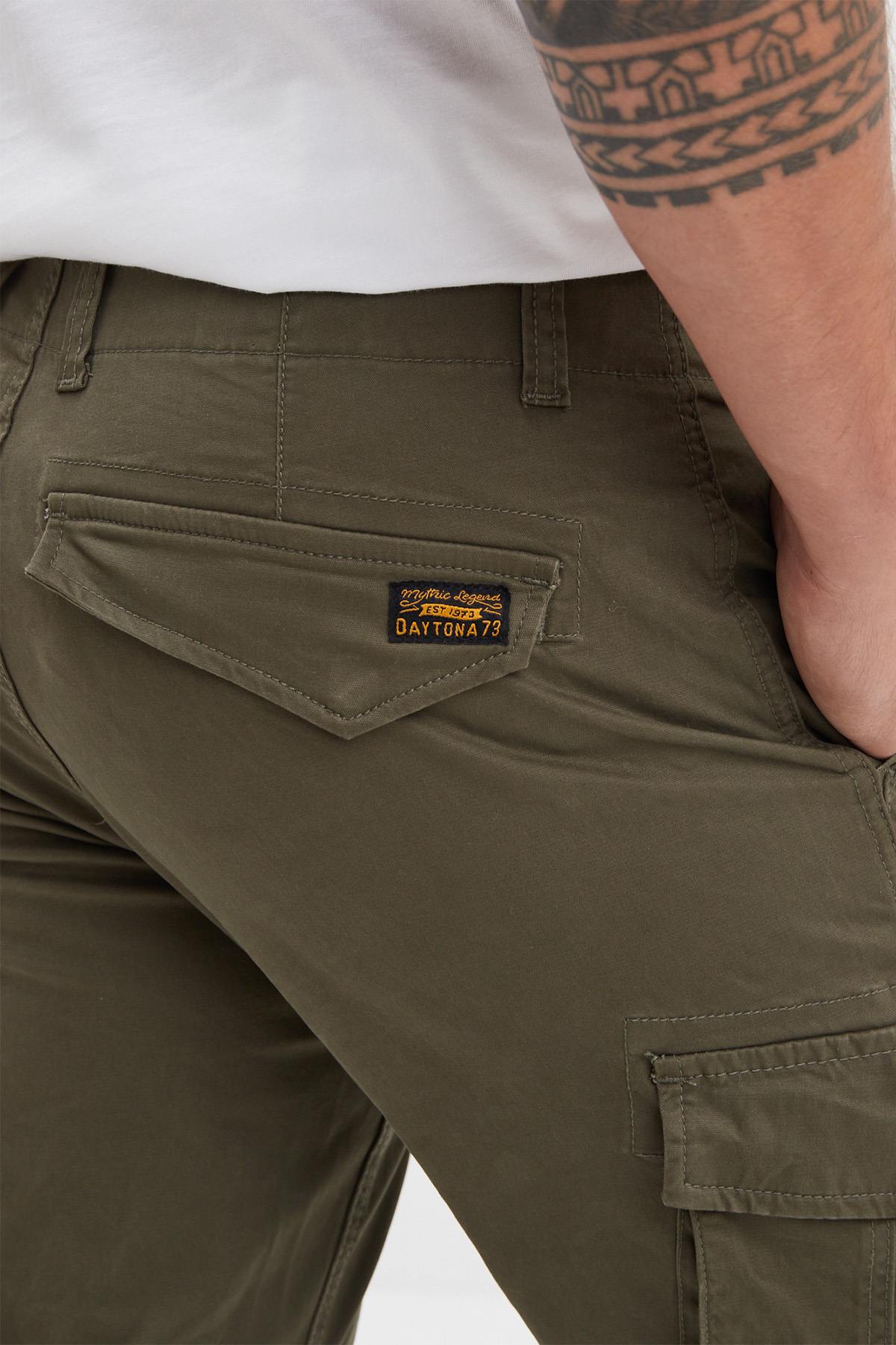 Khaki cotton cargo pants - Image n°4