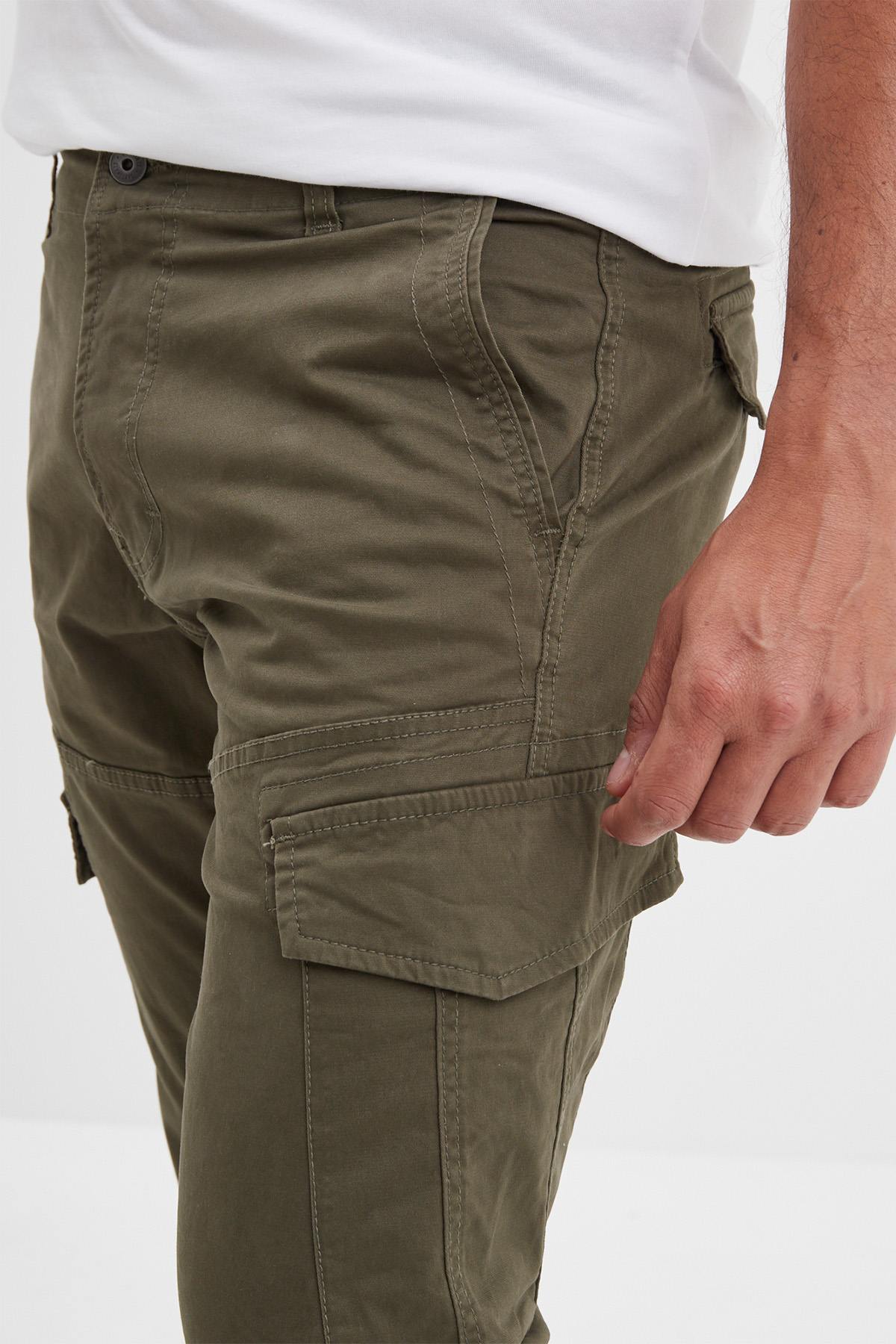 Khaki cotton cargo pants - Image n°5