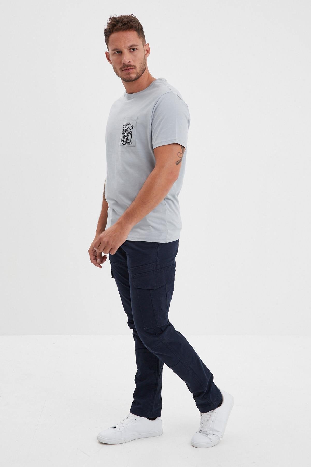 Navy cotton cargo pants - Image n°3