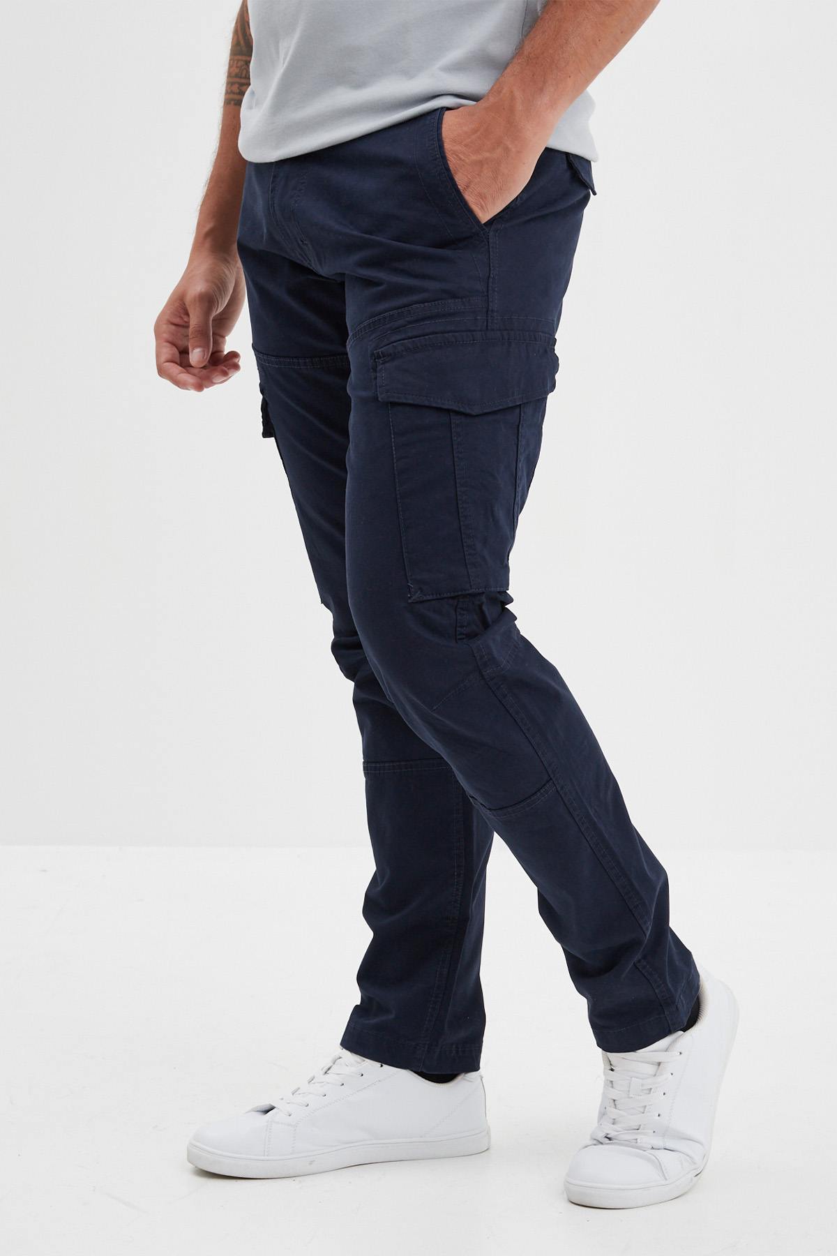 Navy cotton cargo pants - Image n°1