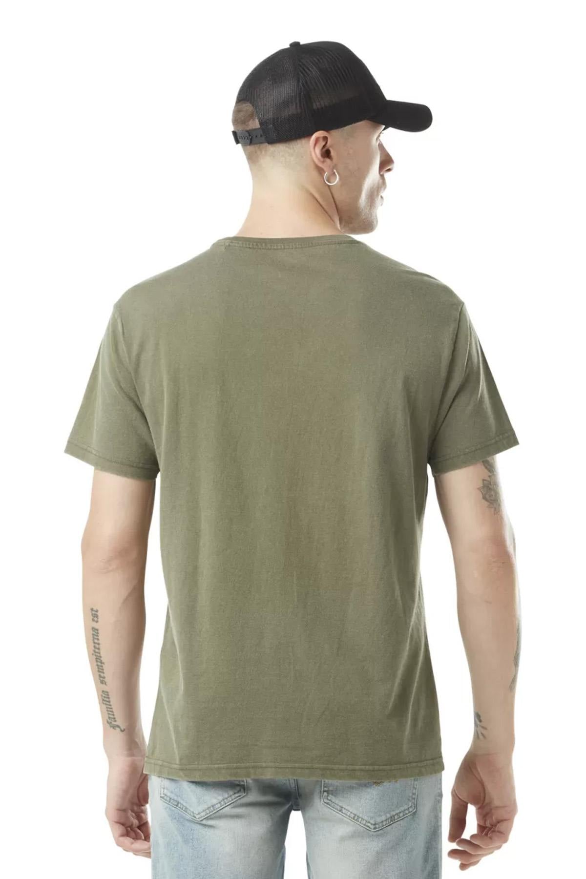 Khaki cotton T-shirt with shark print - Image n°3