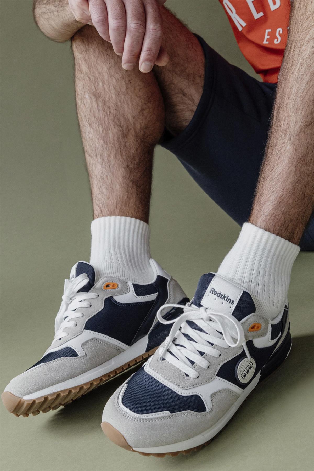 Sneakers Textile white beige navy - Image n°1