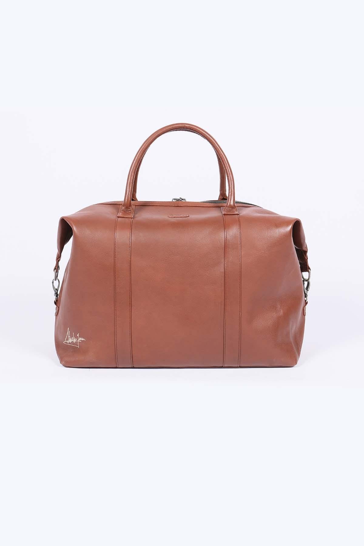 72H travel bag in tortoise brown sheep leather - Image n°3